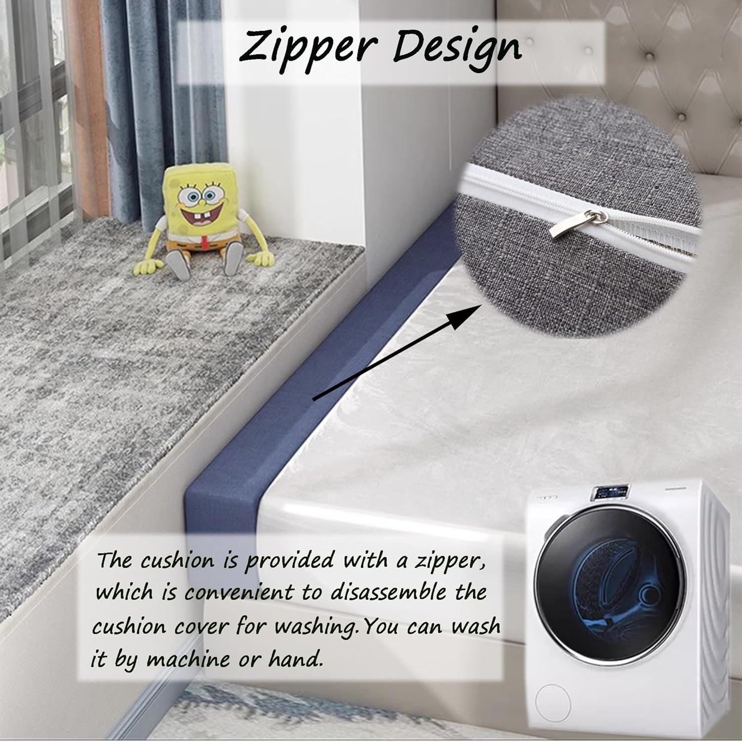 Custom Size Bed Gap Filler with Washable Cover 1