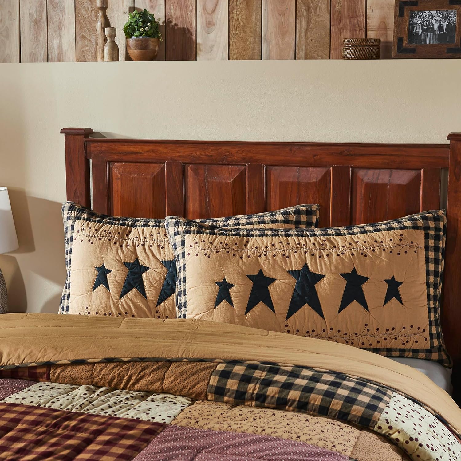 VHC Brands Sham King Quilted Pillow Cover 21x37 Natural