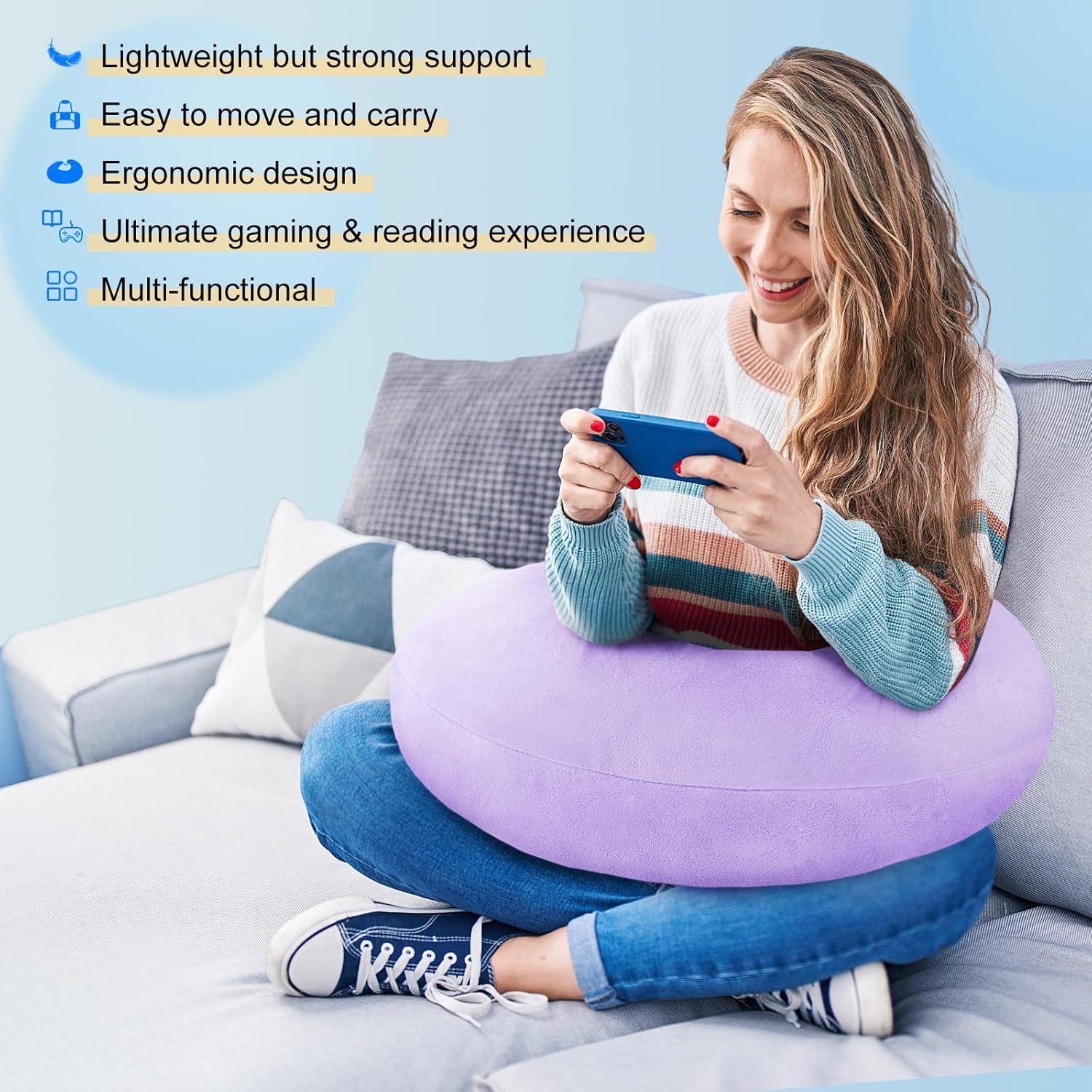 Vamorry Ergonomic Arm Support Pillow for Gaming Reading Crocheting
