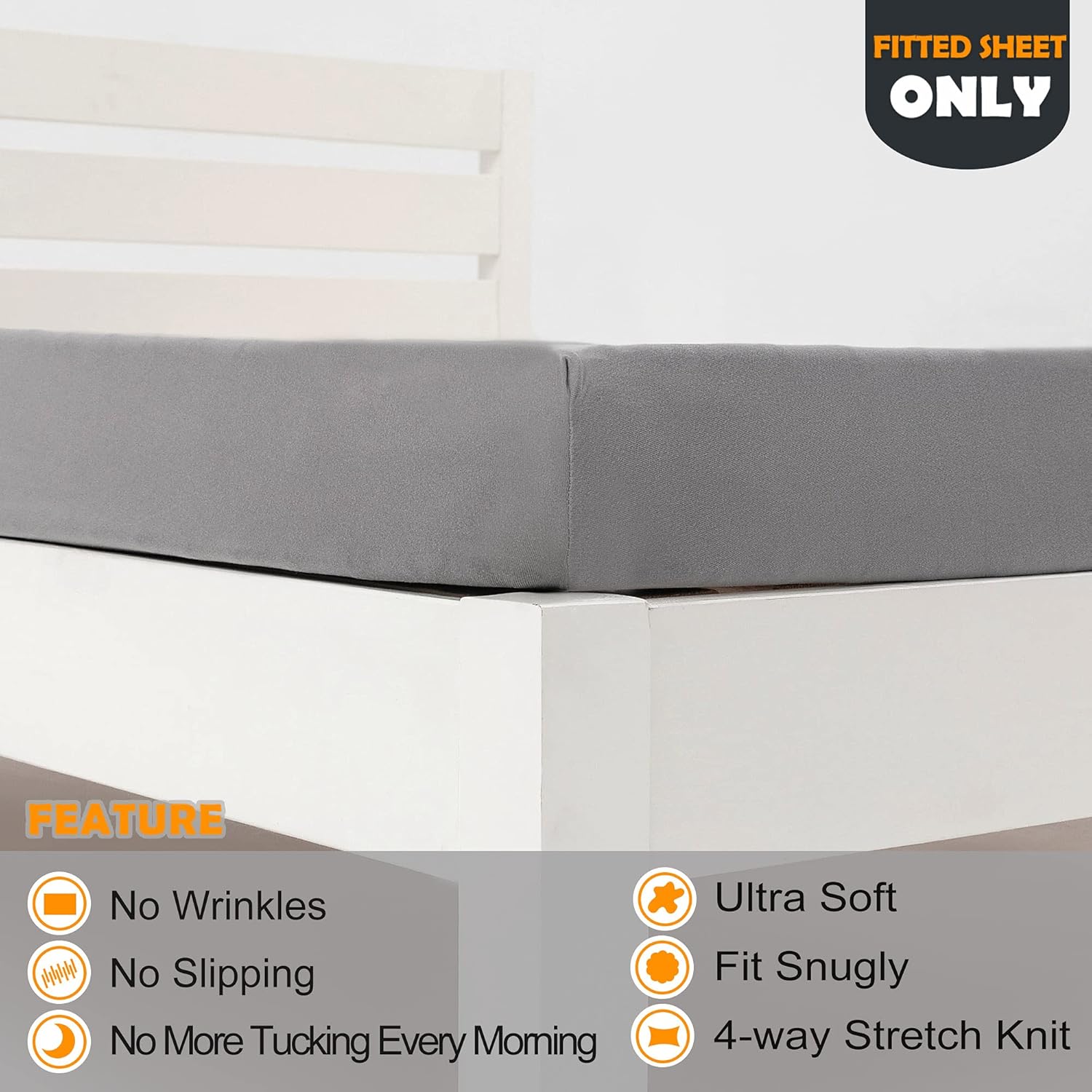 NY HOME Cot Fitted Sheet - 4-Way Stretch No Slipping Soft Comfort