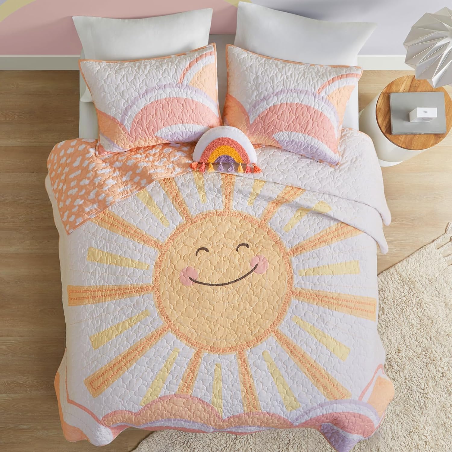 Urban Habitat Kids Twin Quilt Set with Reversible Coverlet and Throw Pillow