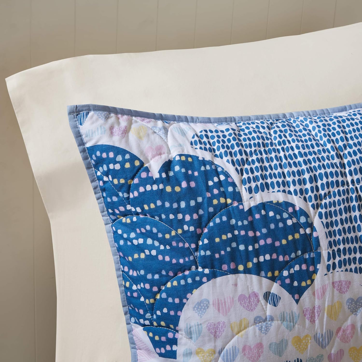 Reversible Cotton Quilt Set - Cloud Blue 5 Piece Kids Bedding