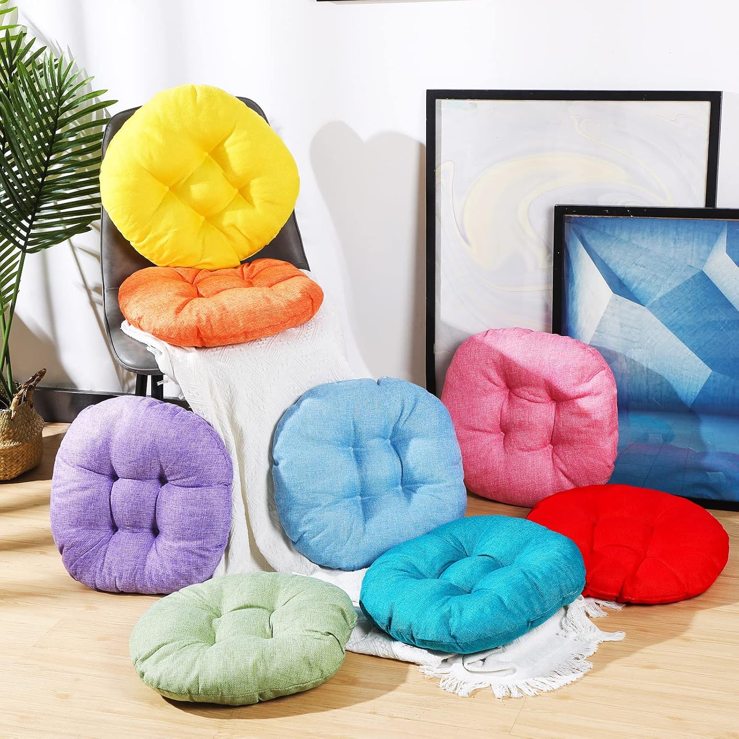 Fumete 8 Pcs 16 Inch Round Floor Cushions for Kids