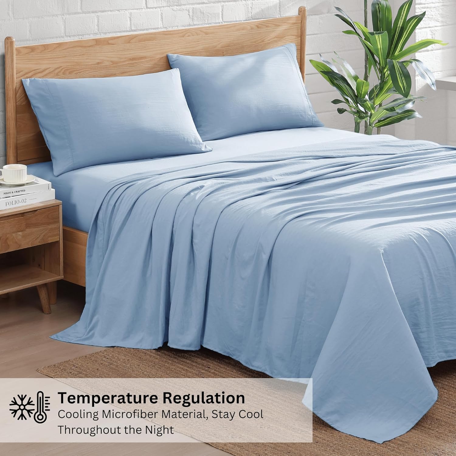 Casa Platino French Blue Twin Sheet Set 3 Piece