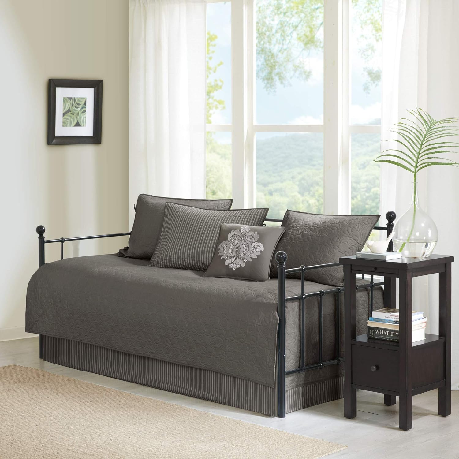 Madison Park Reversible Daybed Cover Set - 6 Piece with Shams and Bedskirt