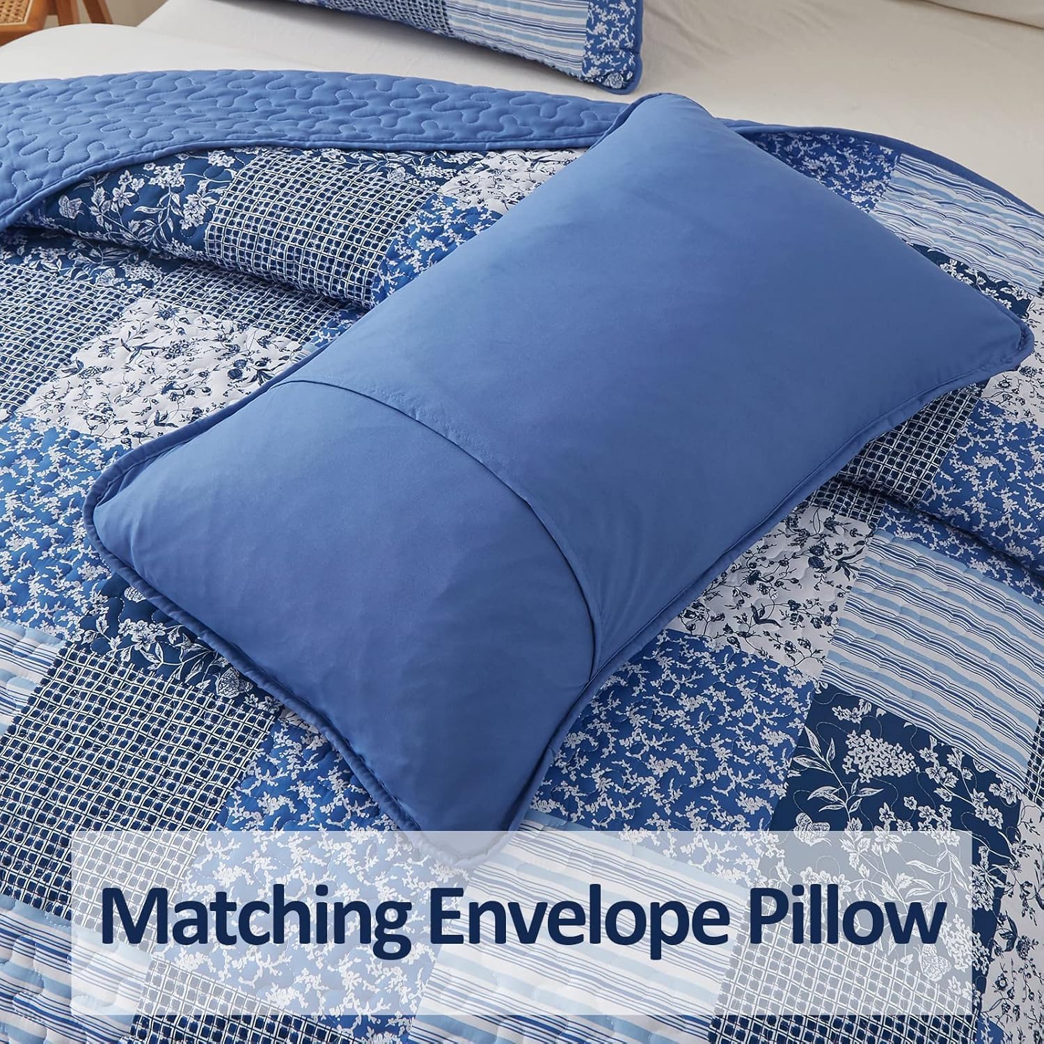 Mybedsoul Blue Plaid Quilt Set California King