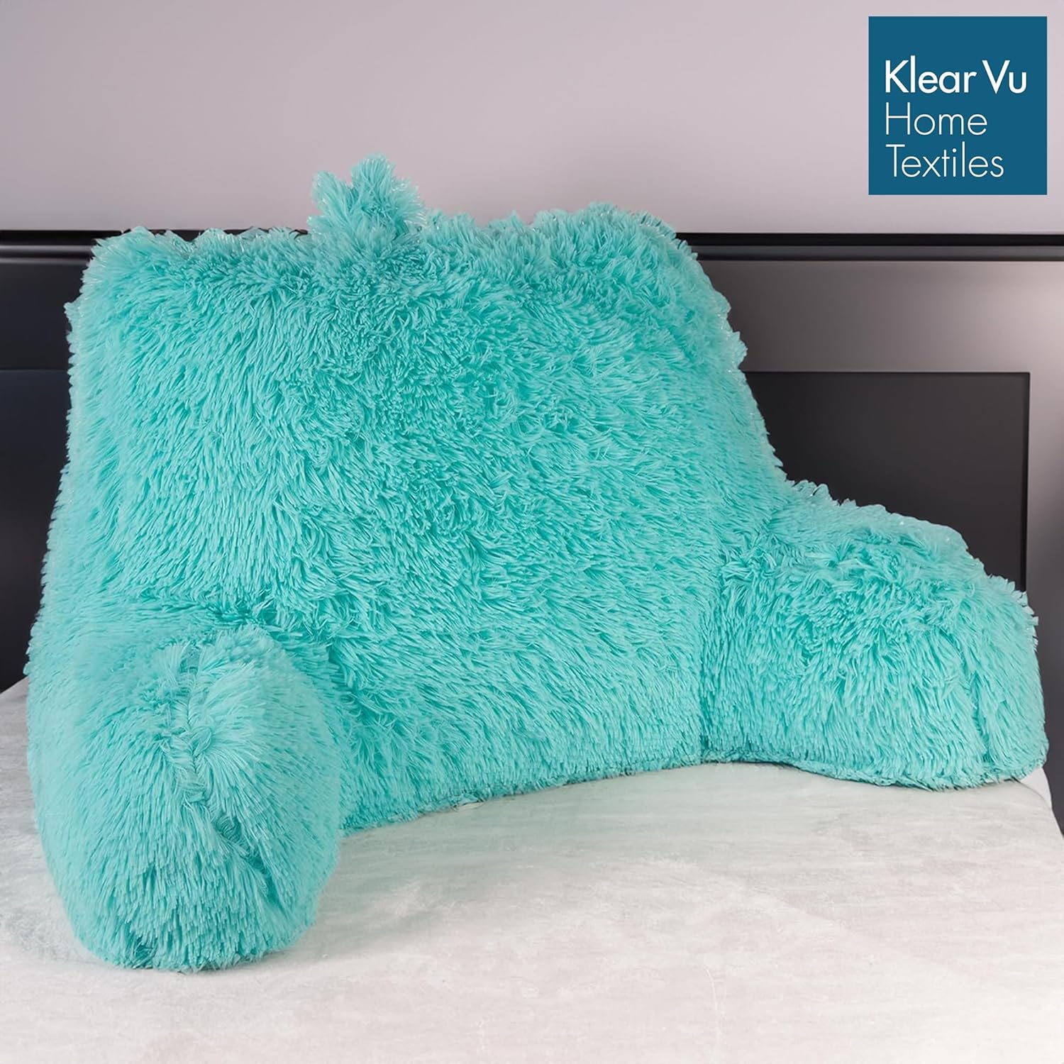 Klear Vu Shaggy Aqua Reading Pillow with Lumbar Support