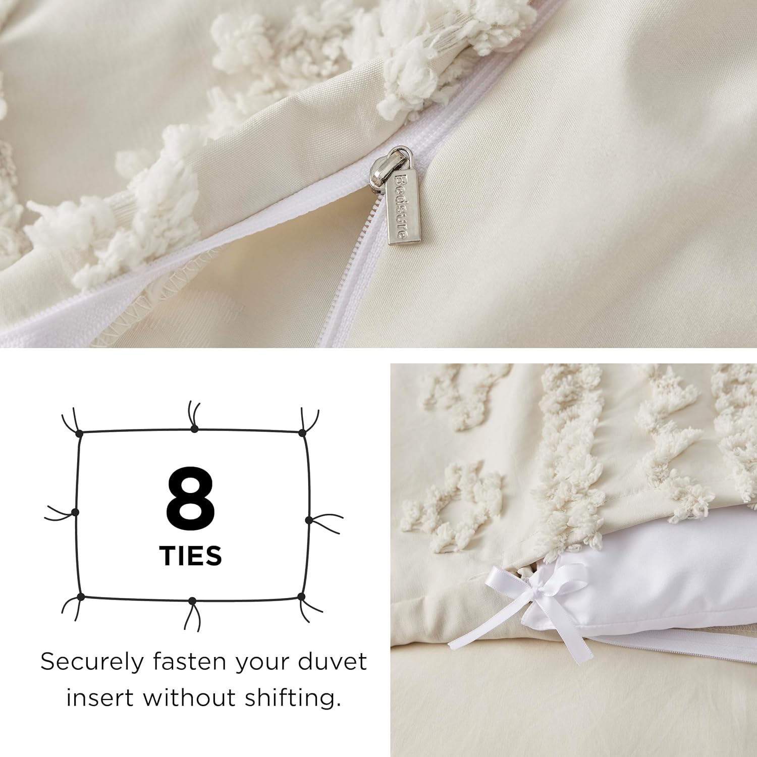 Bedsure Boho Duvet Cover Full Size 80x90 Beige