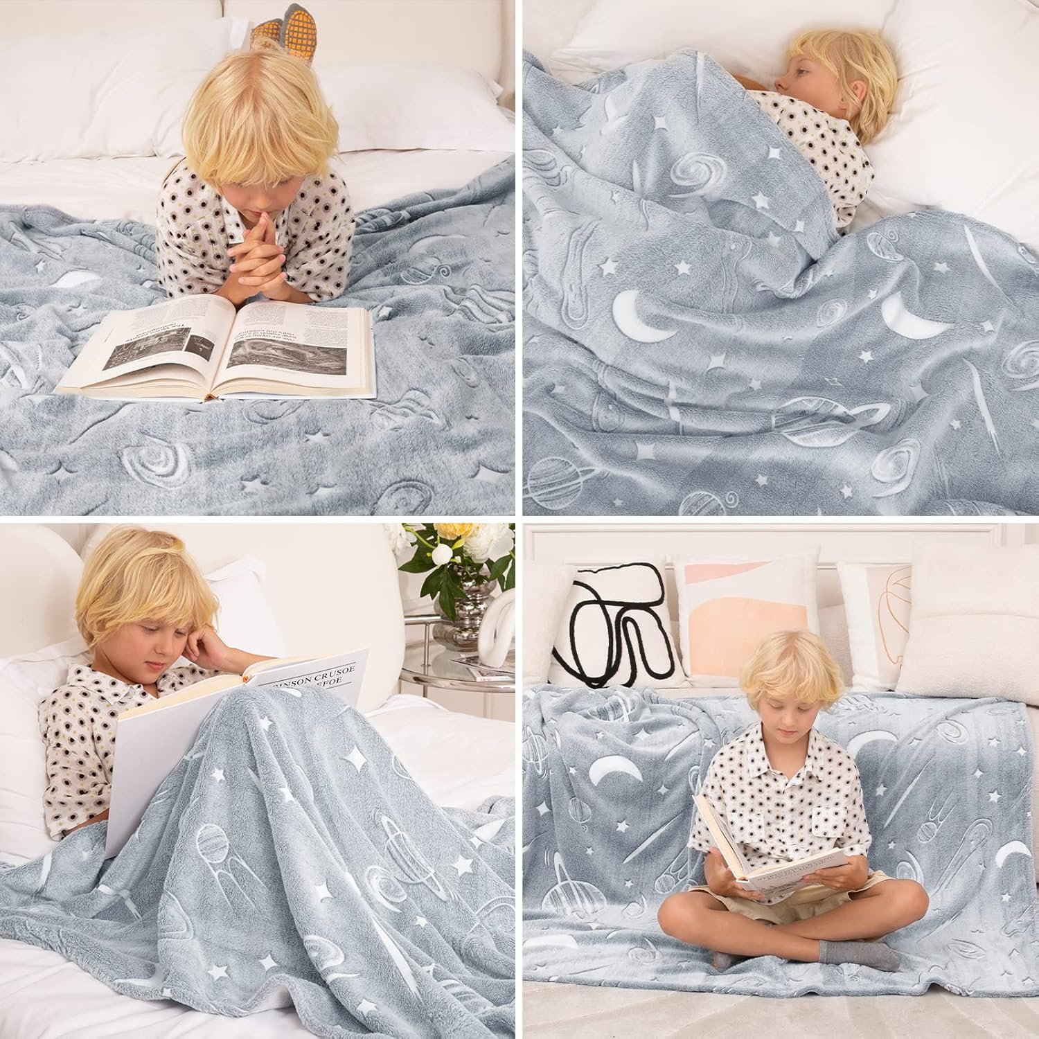 Inhand Glow in the Dark Stars Throw Blanket for Kids 1