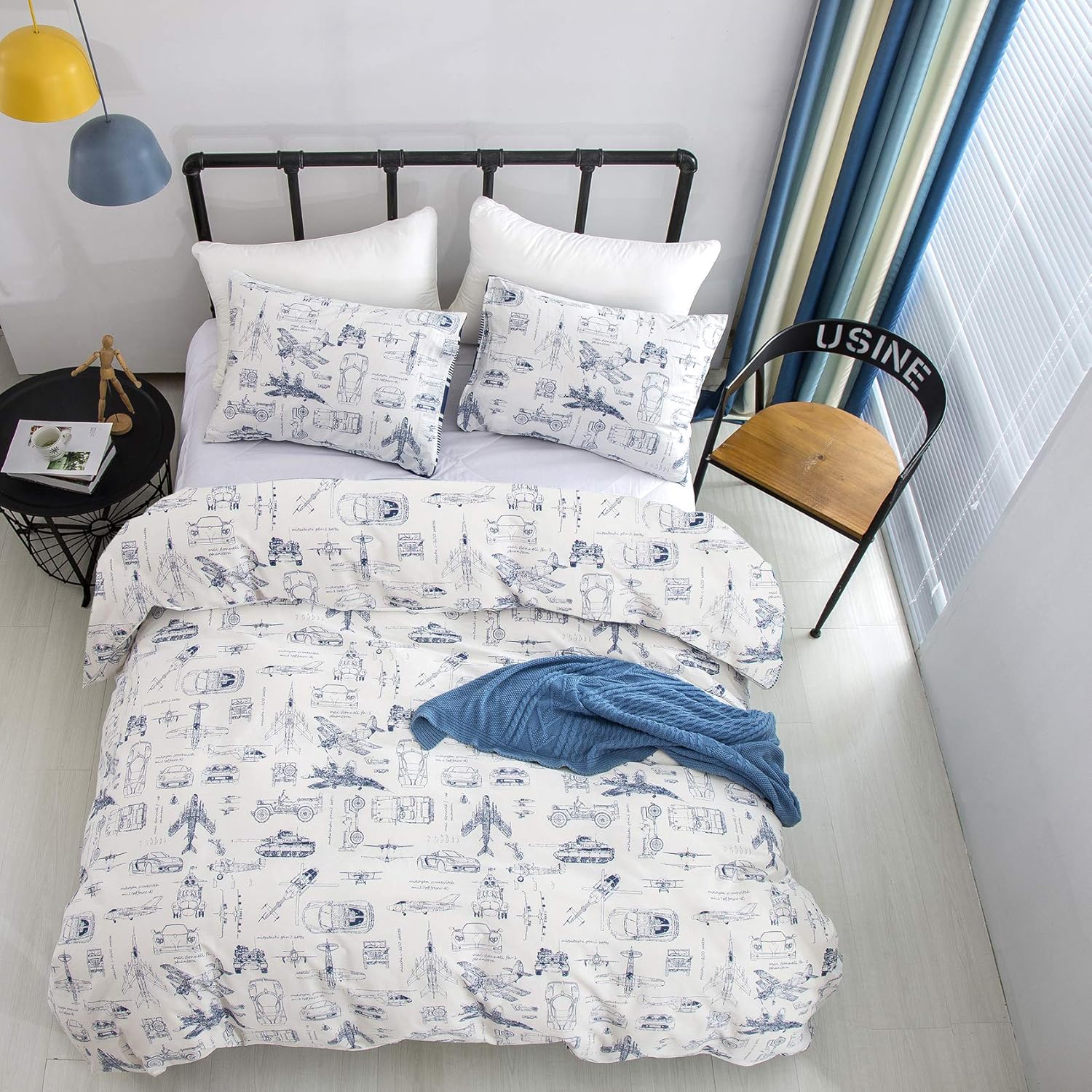 Wellboo Duvet Cover Set Boys Kids Train Military Cartoon