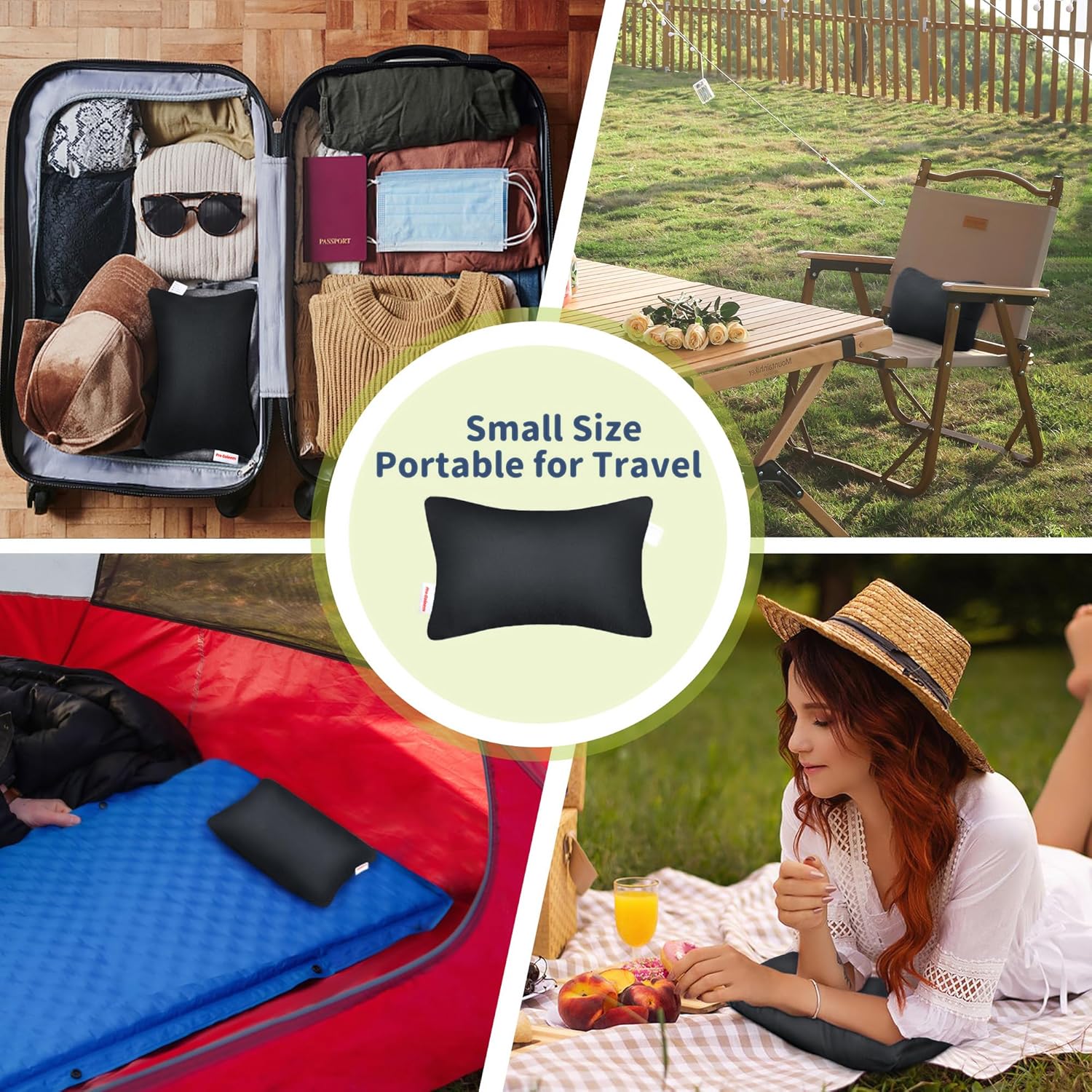 Pro Goleem Tiny Travel Pillow 11x6x25 Black