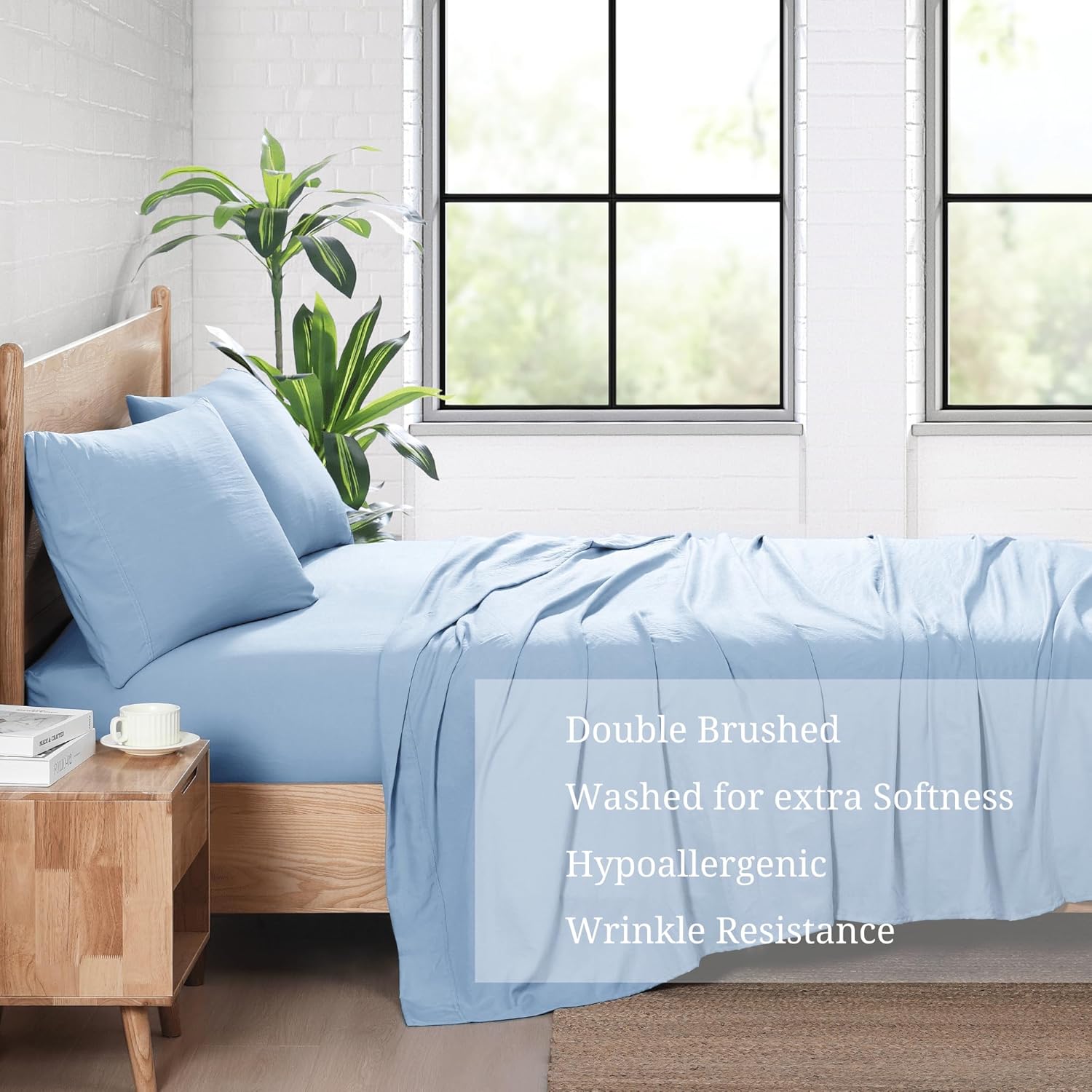 Casa Platino French Blue Twin Sheet Set 3 Piece
