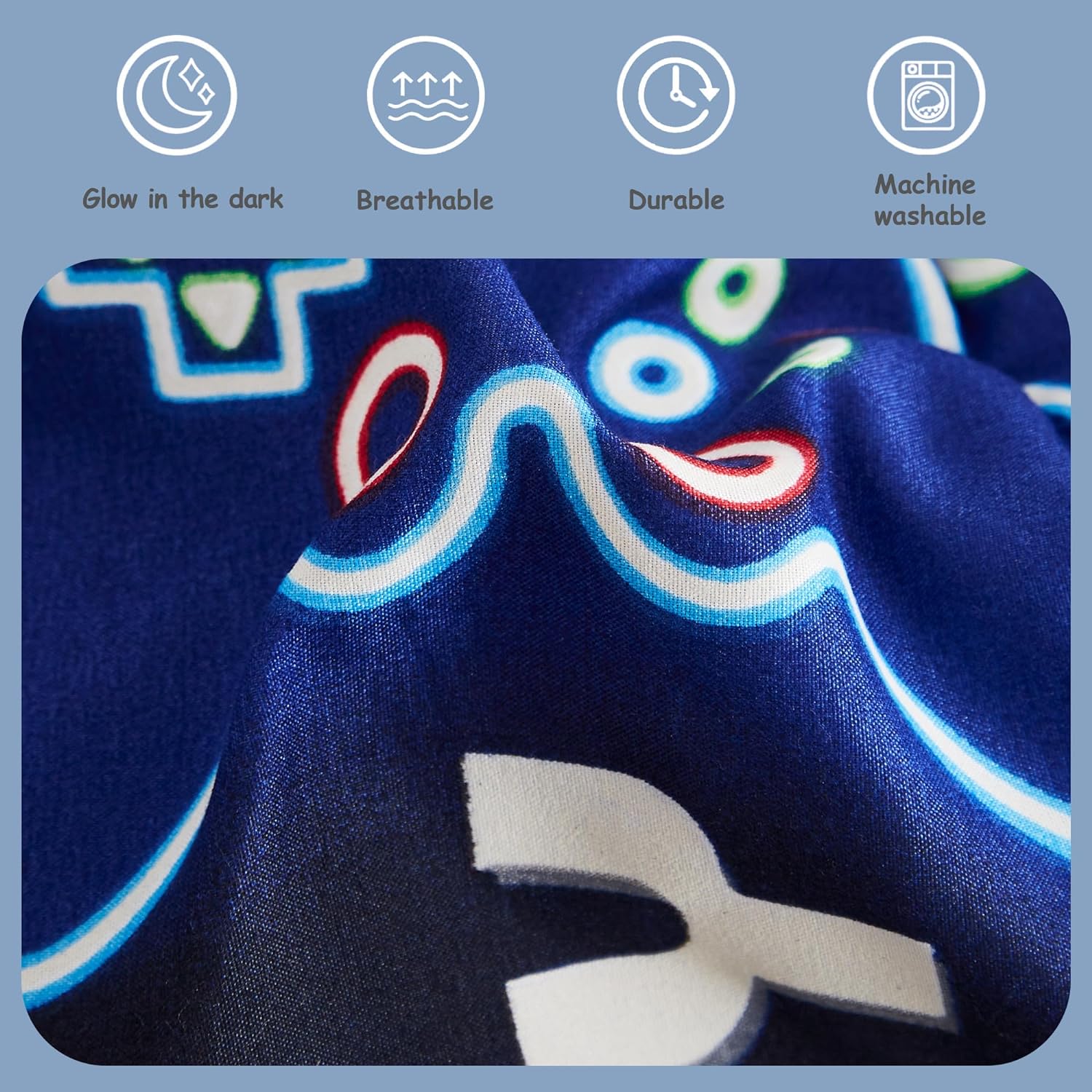 Glow in the Dark Gamer Comforter Set Twin Size
