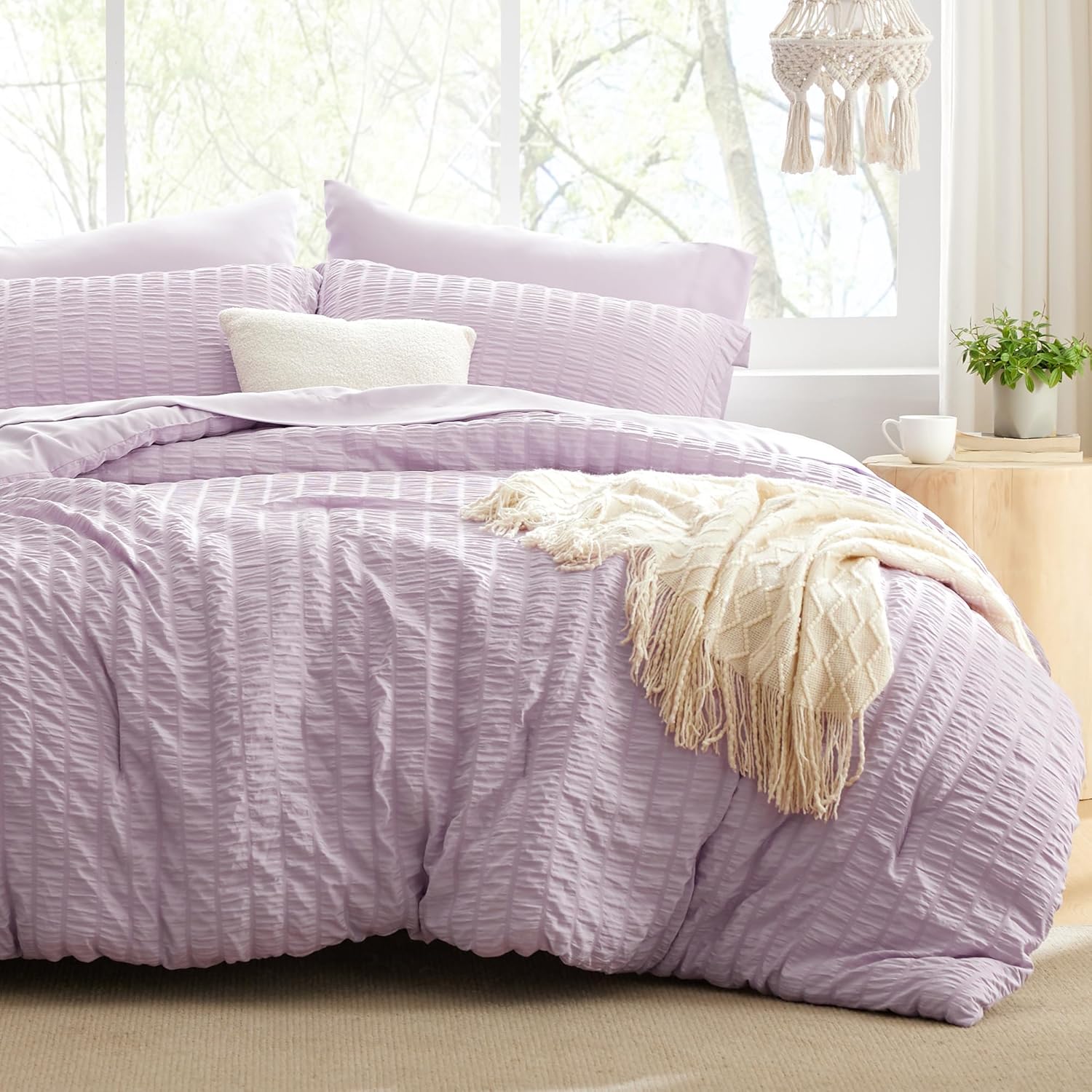 Loves Cabin Seersucker Lavender Comforter Set 5 Pieces