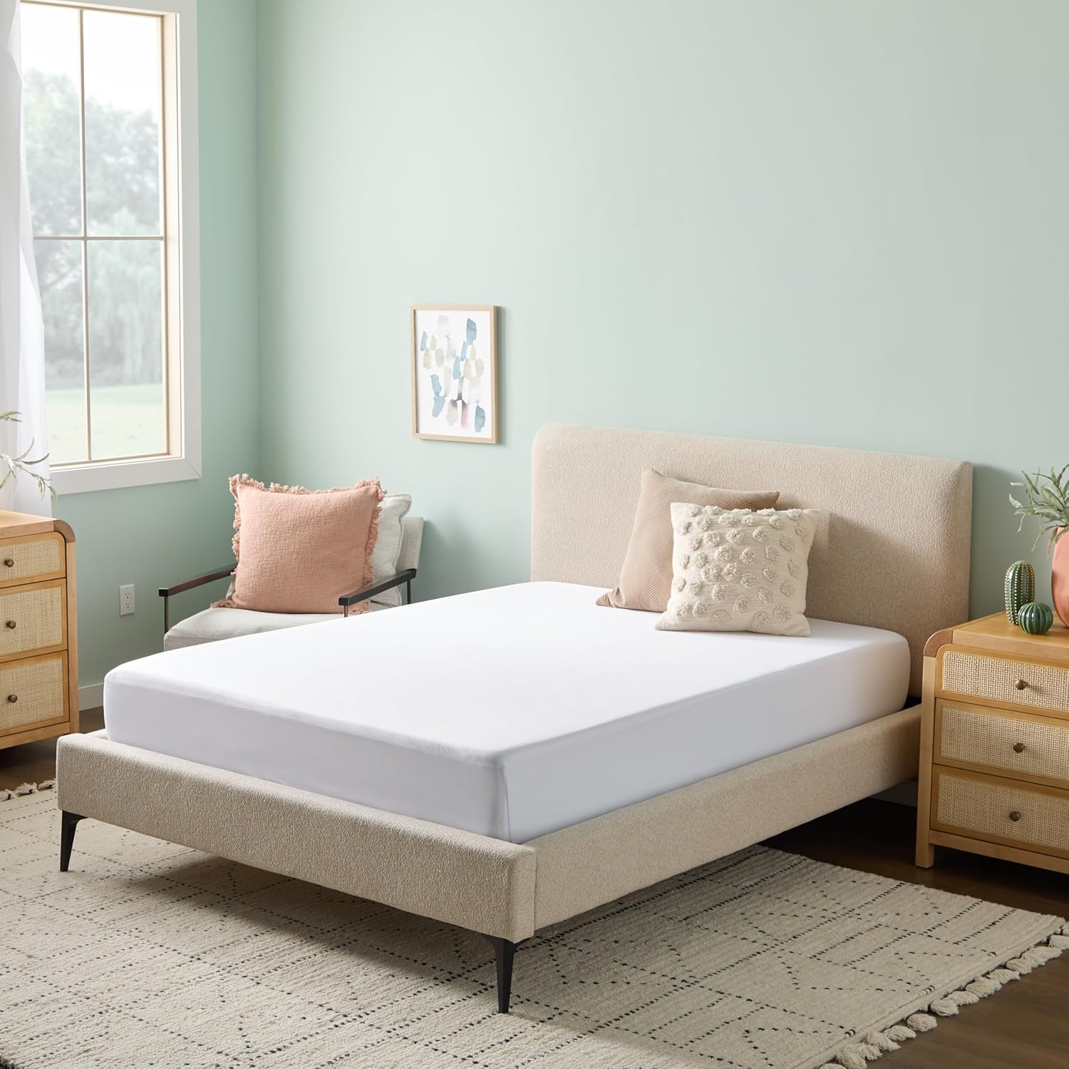 LINENSPA Waterproof Mattress Protector Twin Size White 1