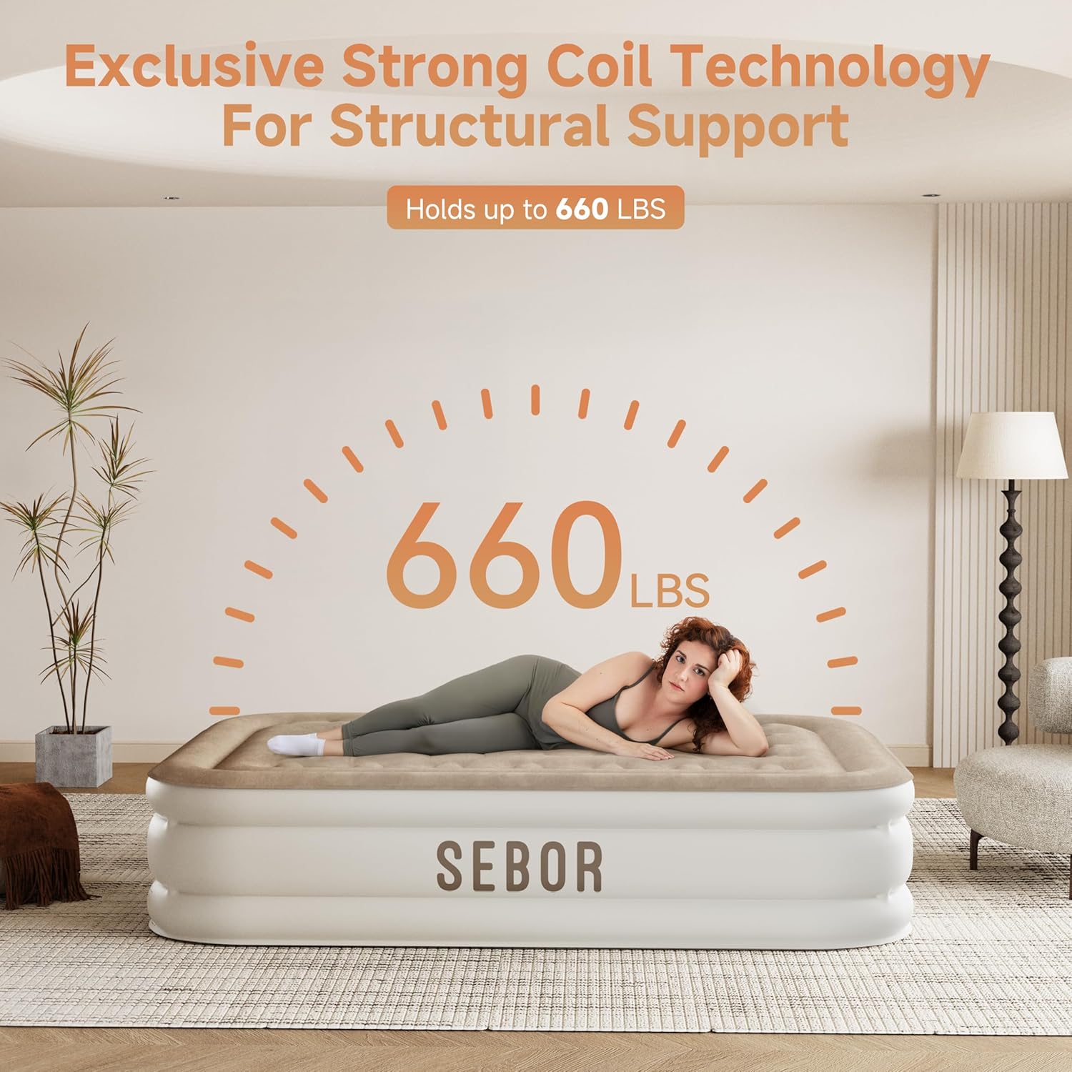 Sebor Air Mattress Full with Built-In Pump 18-inch