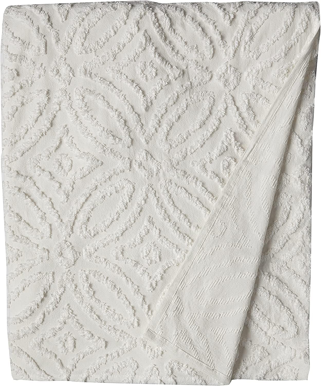 Beatrice Home Fashions Wedding Ring Chenille Bedspread Queen Ivory