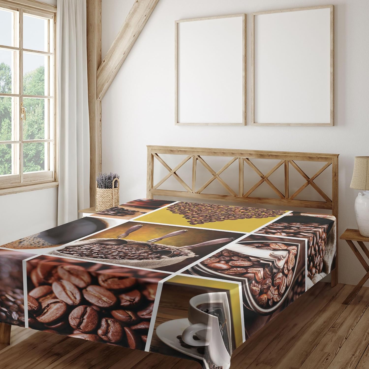 Ambesonne Coffee Flat Sheet 108x102 Inches California King Brown Mustard