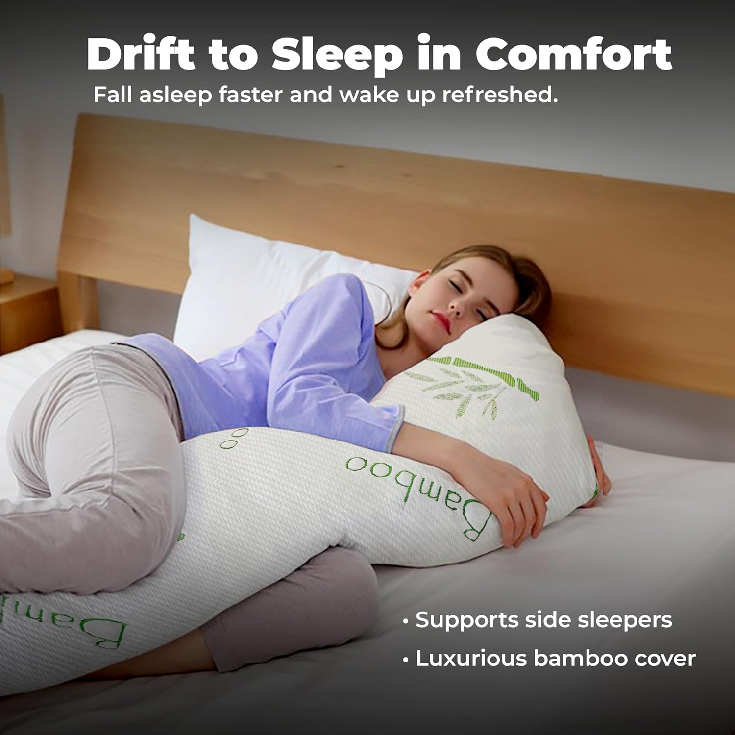 OMEO Bamboo Rayon Body Pillow for Side Sleepers