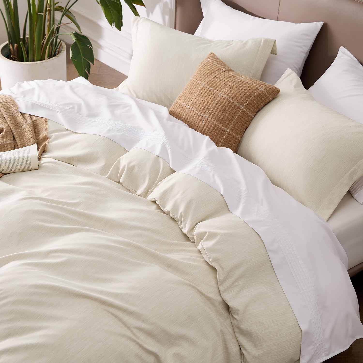 Bedsure Duvet Cover Twin Set - Soft Fluffy Cationic Print with Zipper Closure