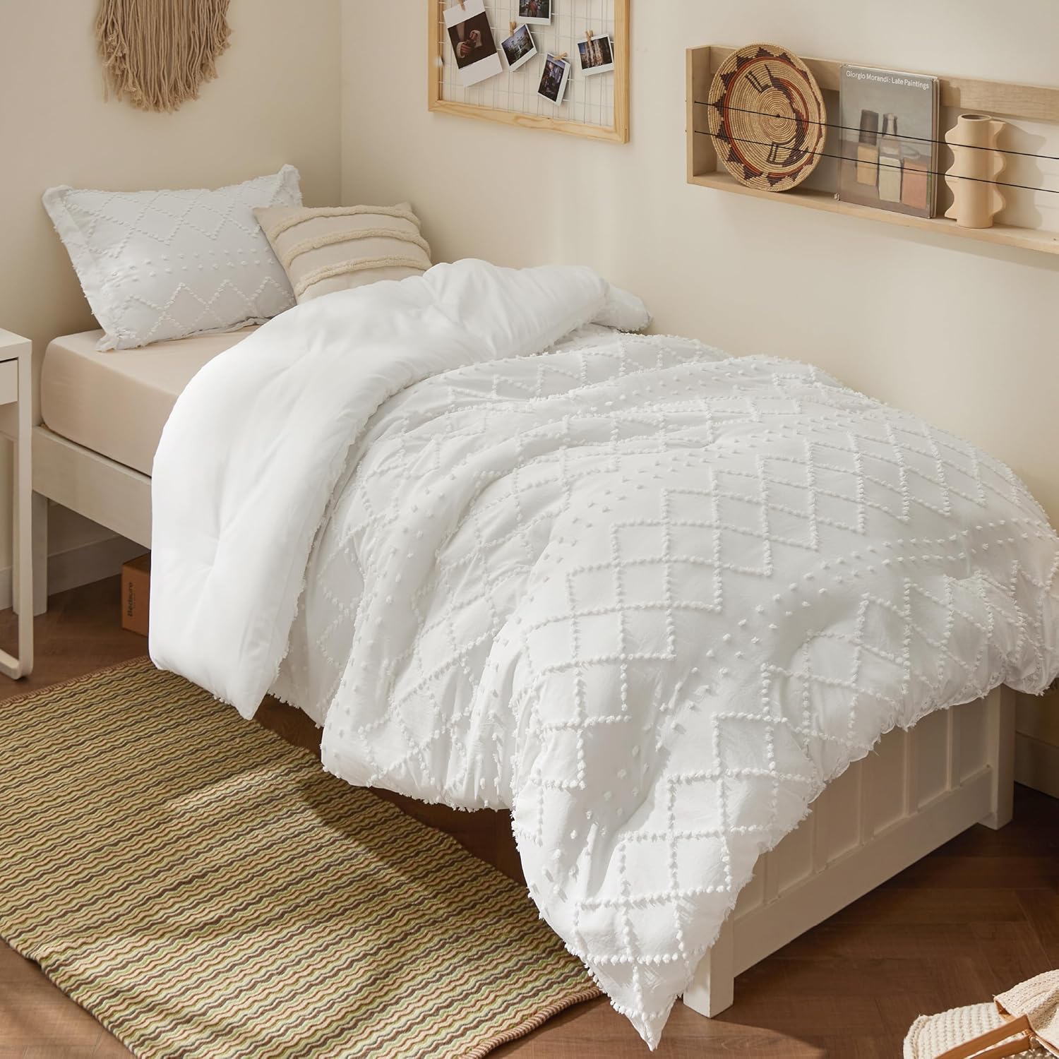 Bedsure Twin XL Comforter Set - Fluffy White with Pillow Sham