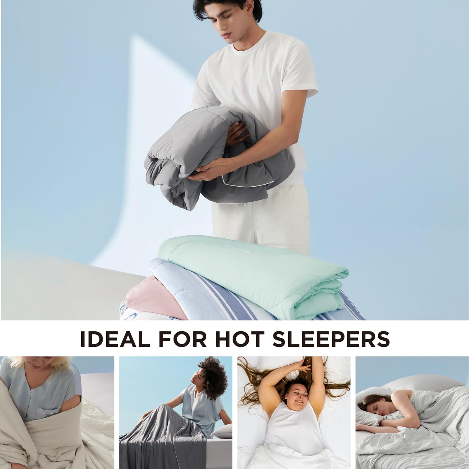Bedsure Cooling Blanket - Queen Size 90x90 Inches Grey
