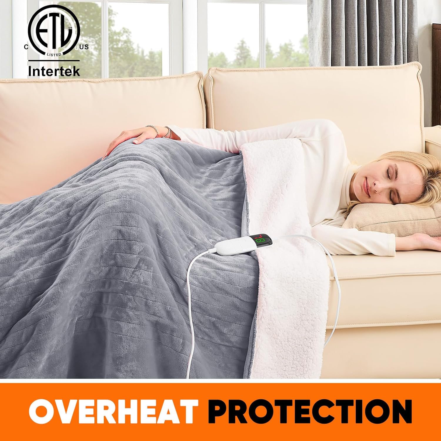 Greenoak Heated Blanket Electric Throw 50X60 with 10 Heat Levels