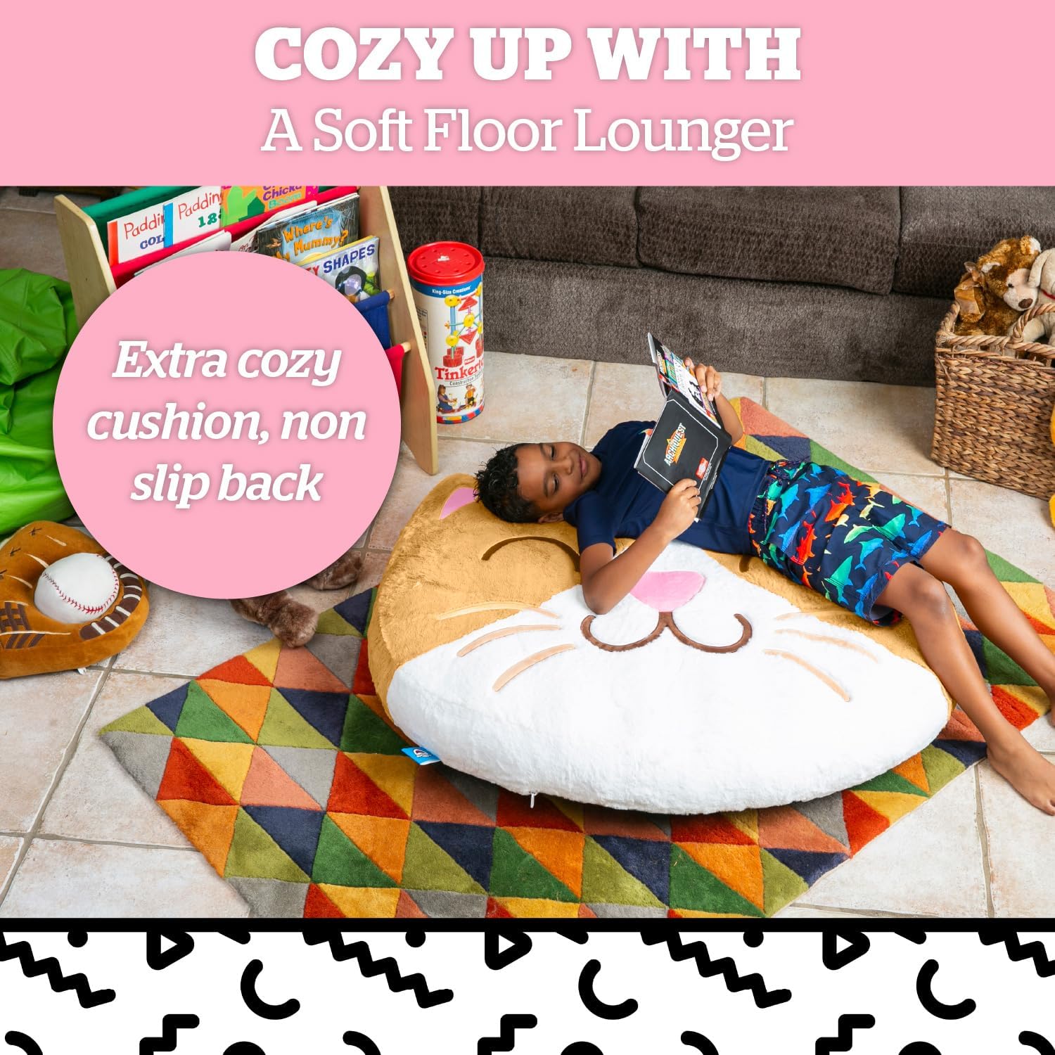 BigMouth Kitten Inflatable Floor Pillow - Soft Plush for Kids