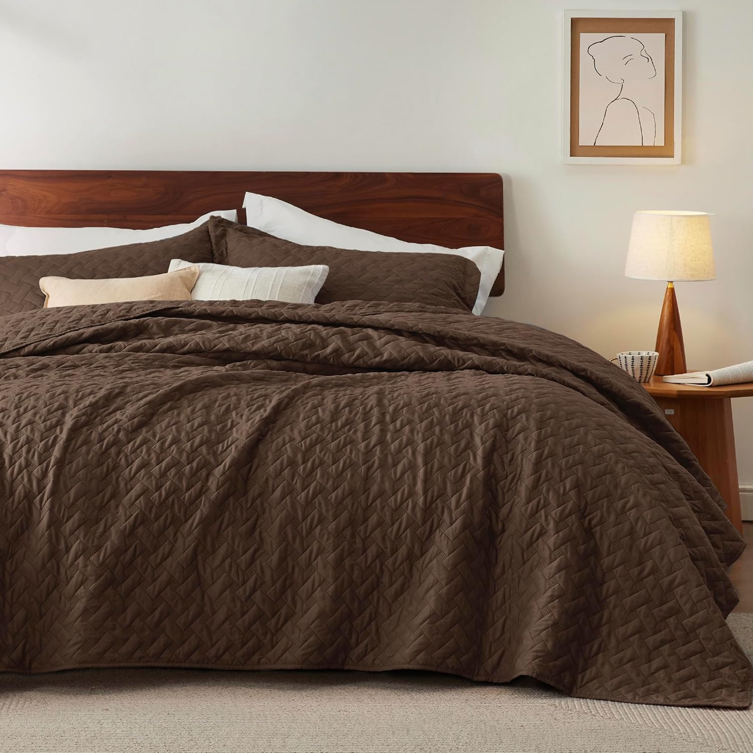 Bedsure Queen Quilt - Lightweight Bedspread with Basket Weave Pattern Soft and Durable