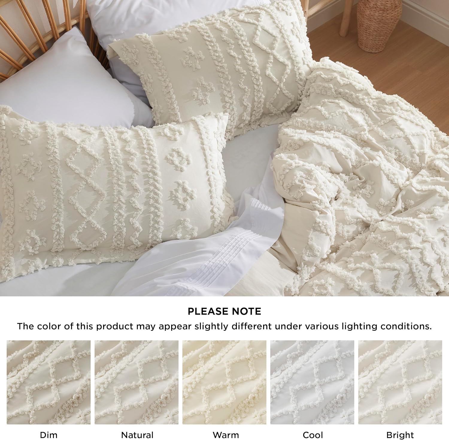 Bedsure Boho Duvet Cover Full Size 80x90 Beige