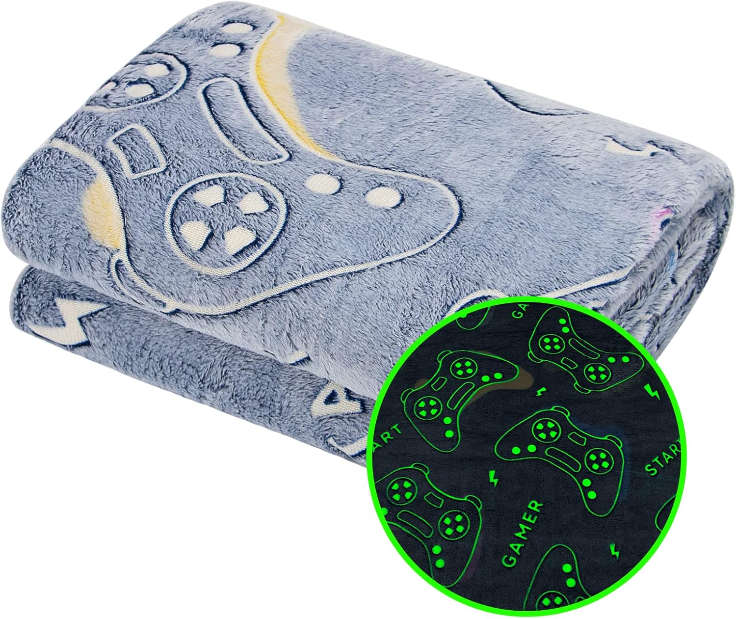 Glow in The Dark Game Controller Throw Blanket for Kids