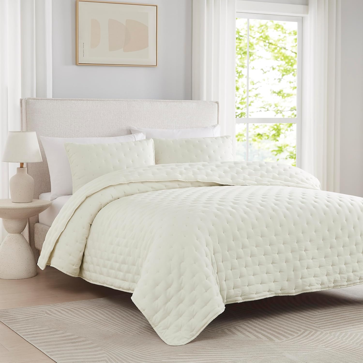 WDCOZY Ivory Cloud Cal King Quilt Bedding Set 1