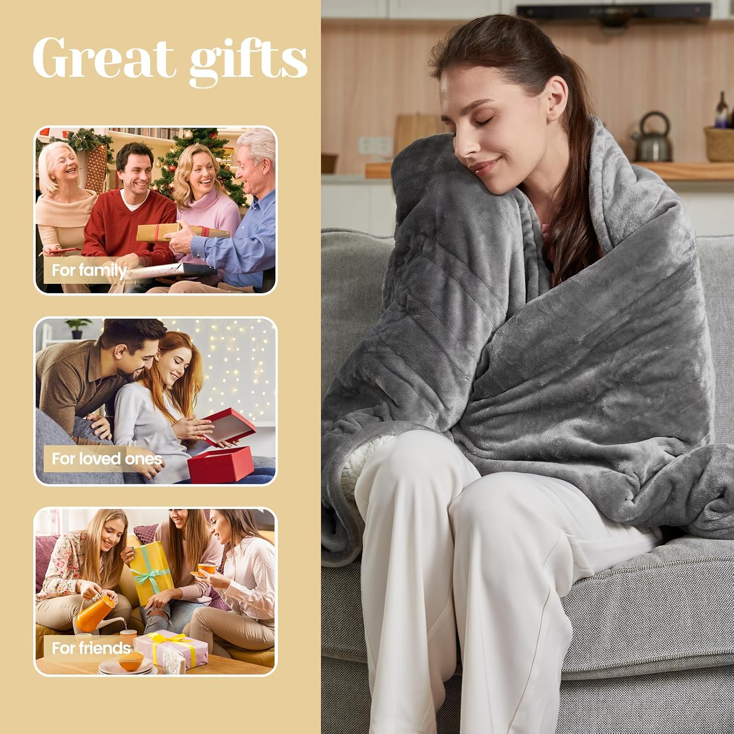 JAQUETEA Heated Throw Blanket 50x60 with 4 Heat Levels