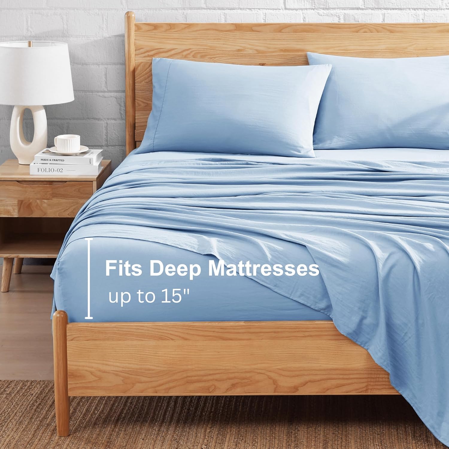 Casa Platino French Blue Twin Sheet Set 3 Piece