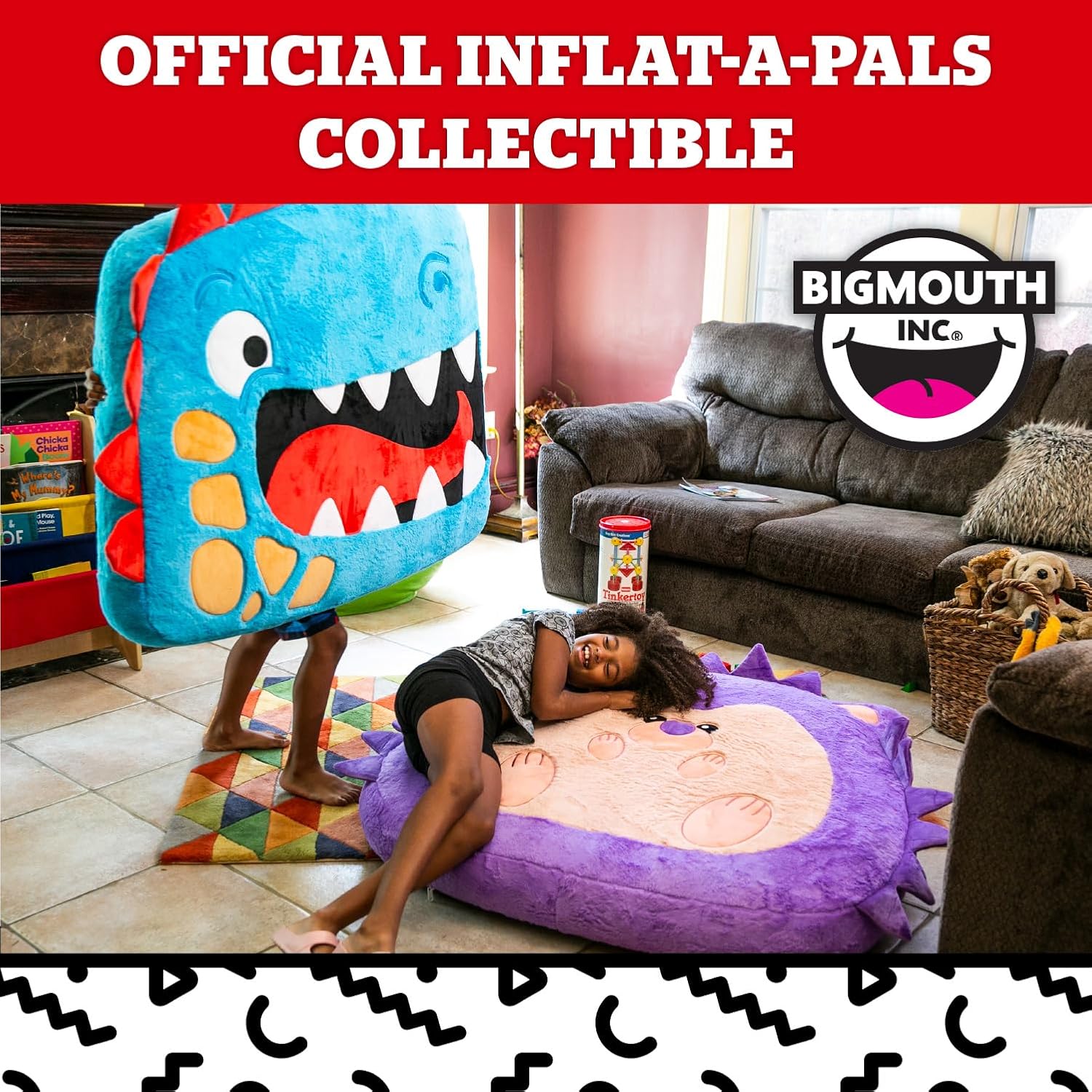 BigMouth Mushroom Shaped Floor Pillow Jumbo Plush Inflatable Lounger for Kids