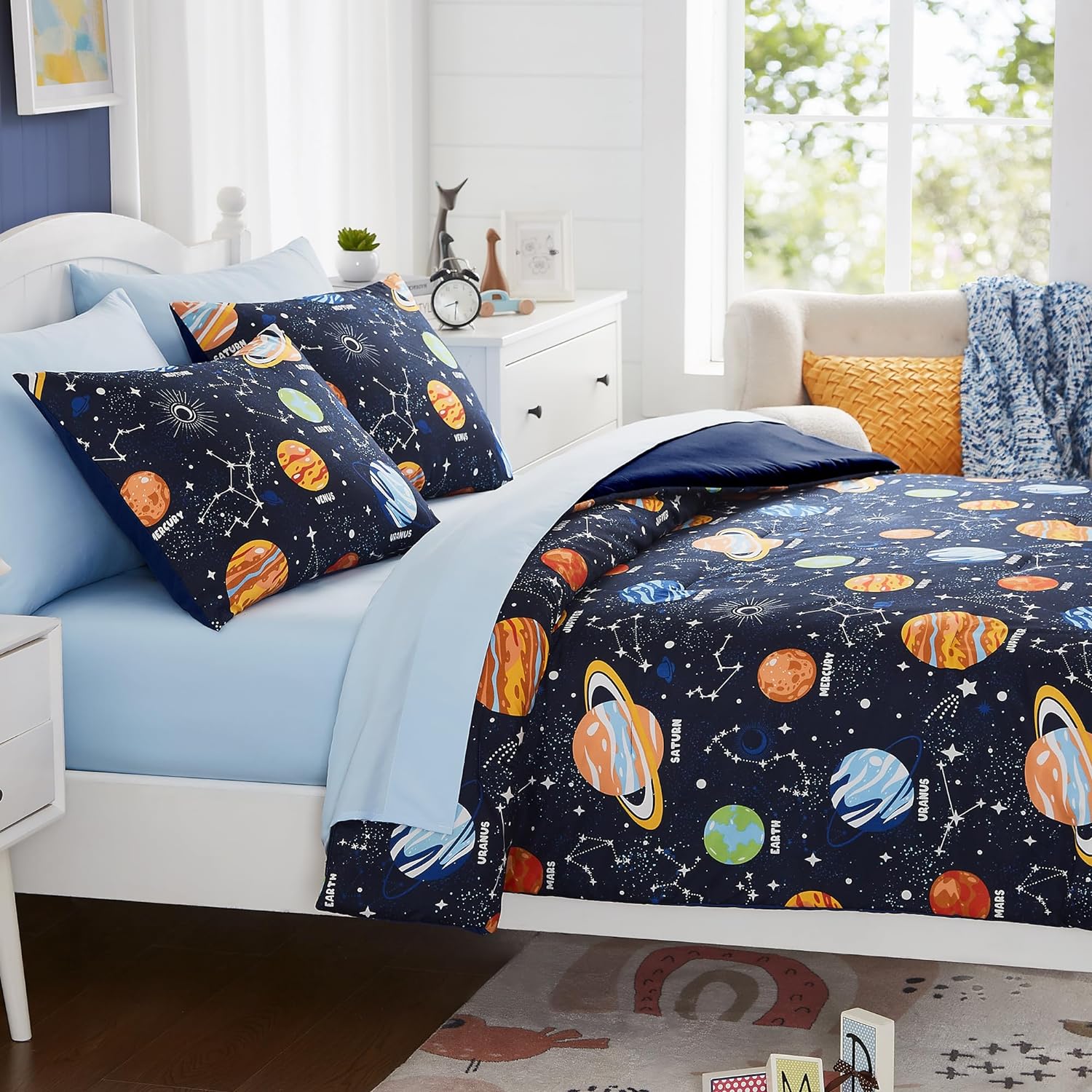 Glow in the Dark Space Comforter Set for Kids - Twin Bedding