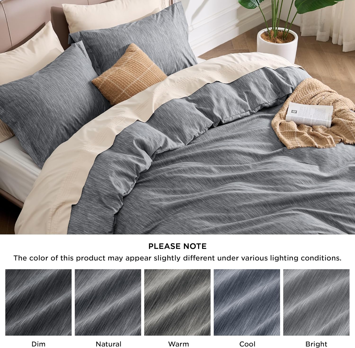 Bedsure Duvet Cover King Size - 3 Piece Set with Zipper Closure