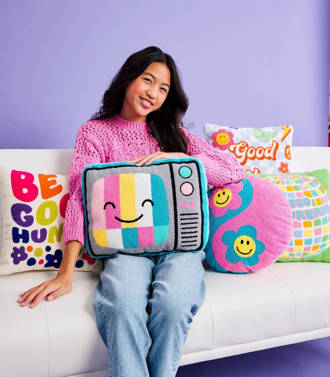 iscream Retro TV Shaped Accent Pillow 17x14