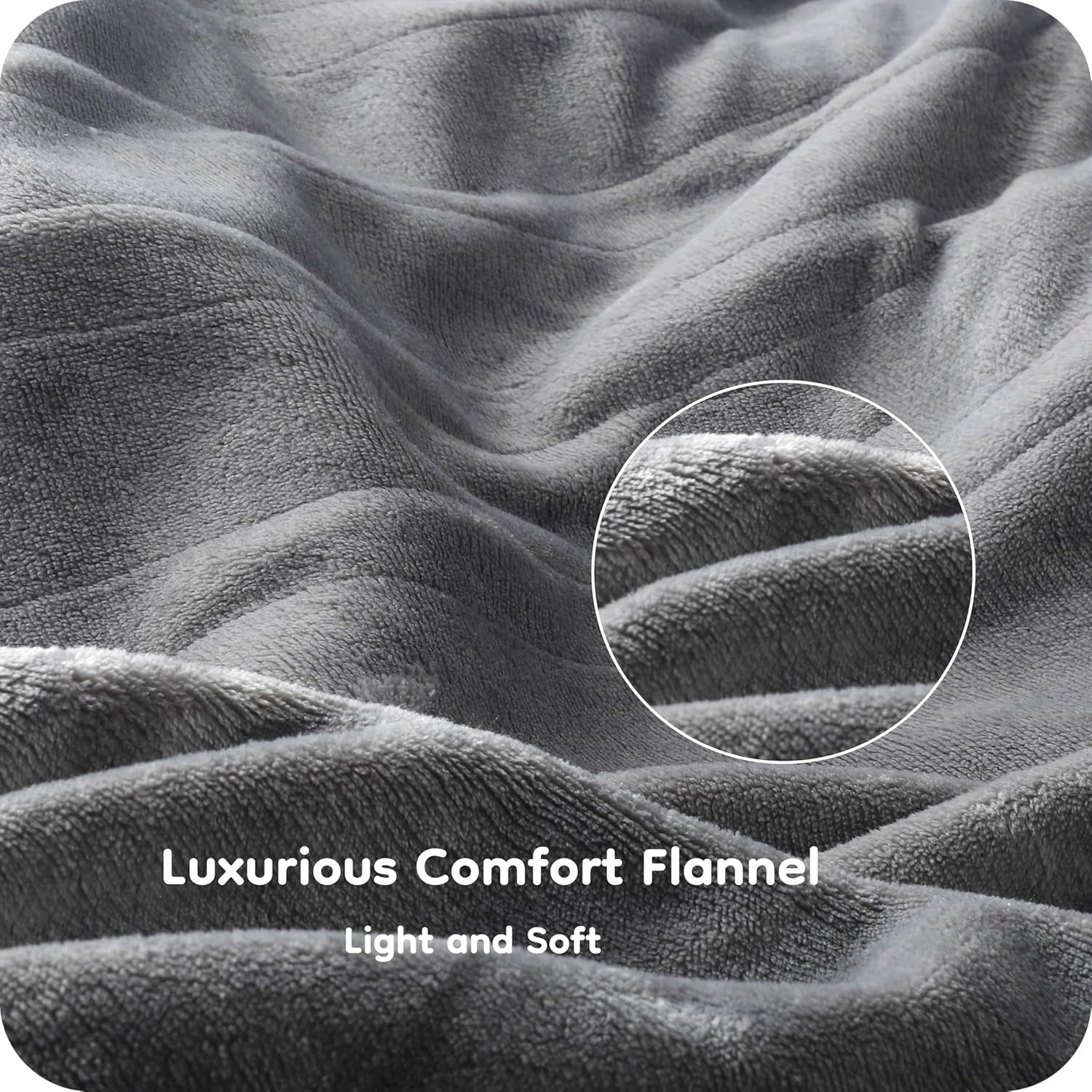 LaffyLo 72 x 84 Electric Heated Blanket - Light Grey