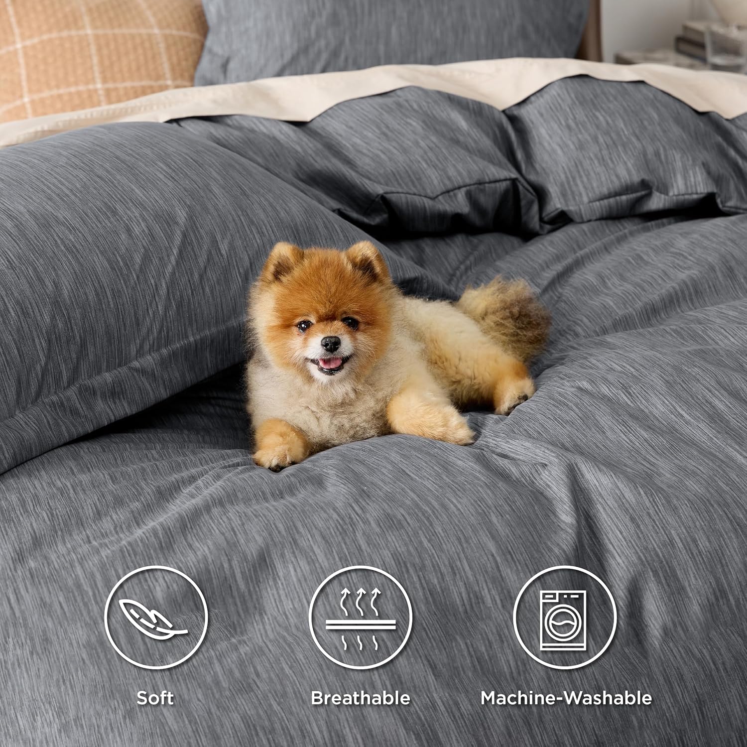 Bedsure Duvet Cover King Size - 3 Piece Set with Zipper Closure