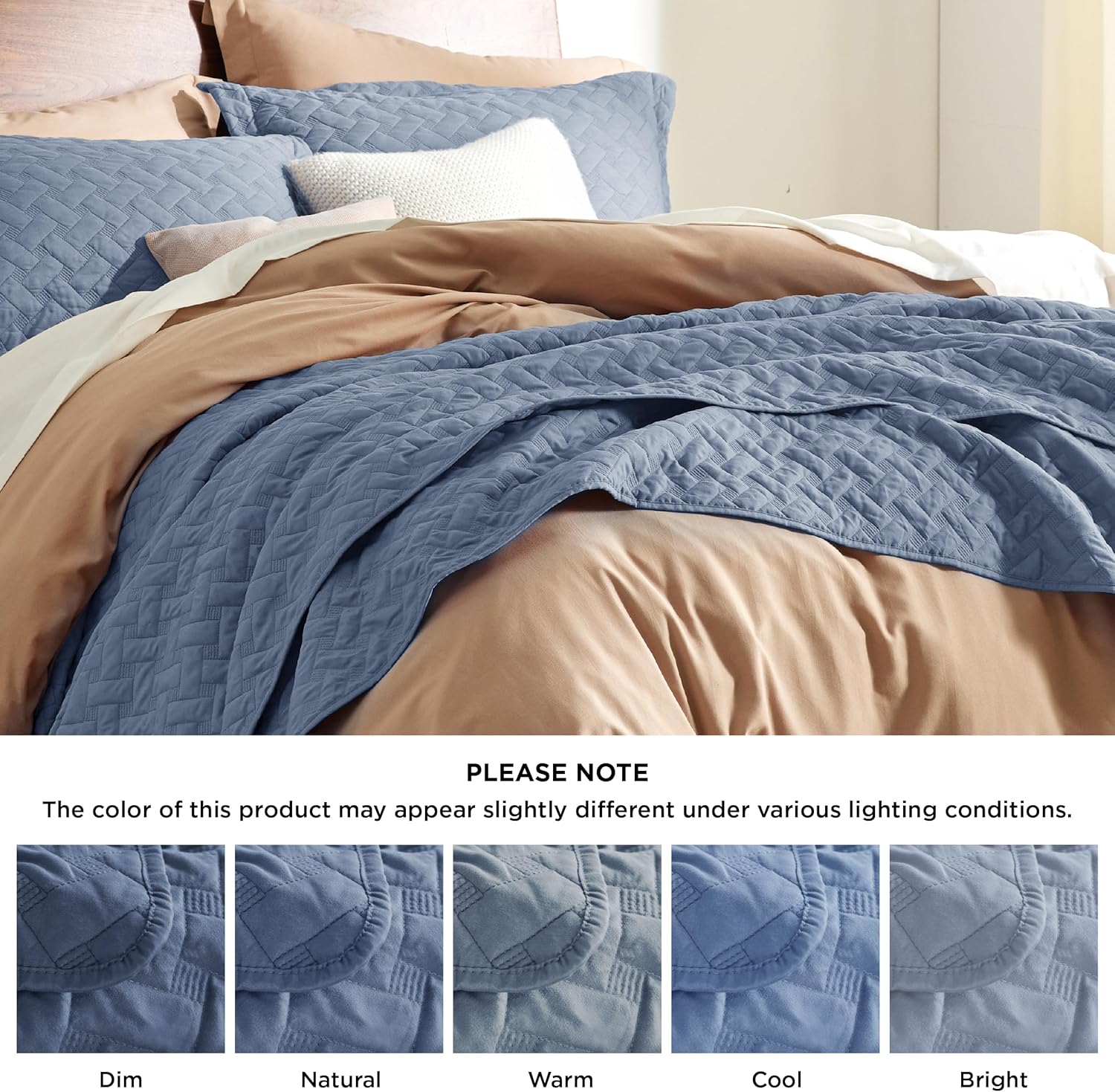 Bedsure Queen Quilt - Lightweight Bedspread with Mineral Blue Basket Weave Pattern Soft Durable