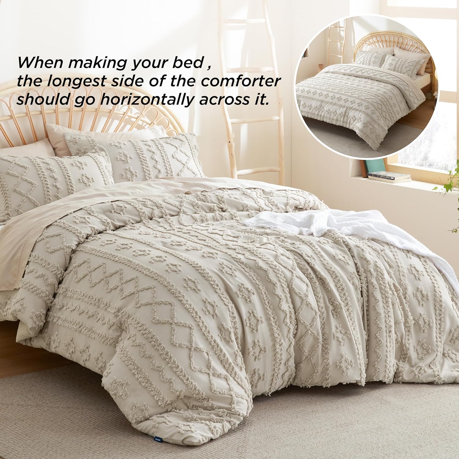 Bedsure Tufted Boho Comforter Set King