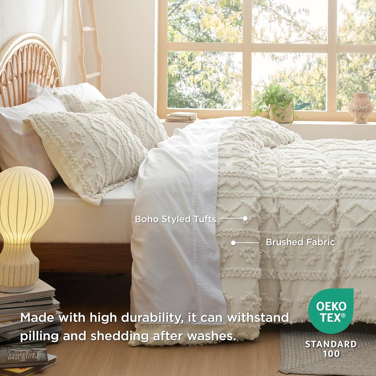 Bedsure Boho Duvet Cover Full Size 80x90 Beige