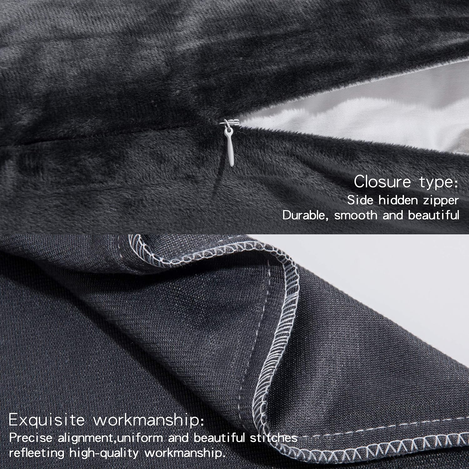 NTBAY Velvet Pillowcases 2 Pack 20x30 Inches Charcoal Grey