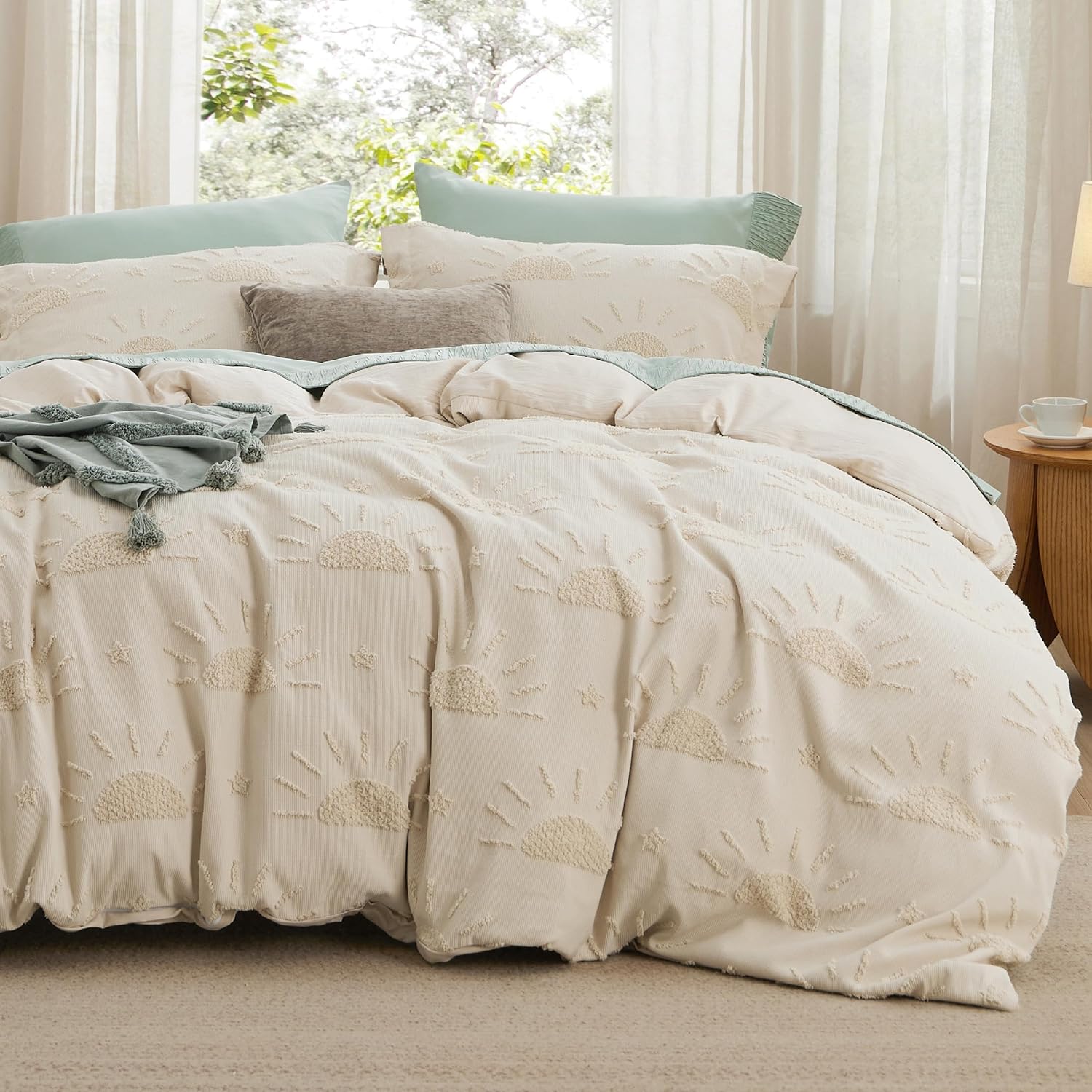 Bedsure Boho Kids Duvet Cover - Sun Design King Size 104x90