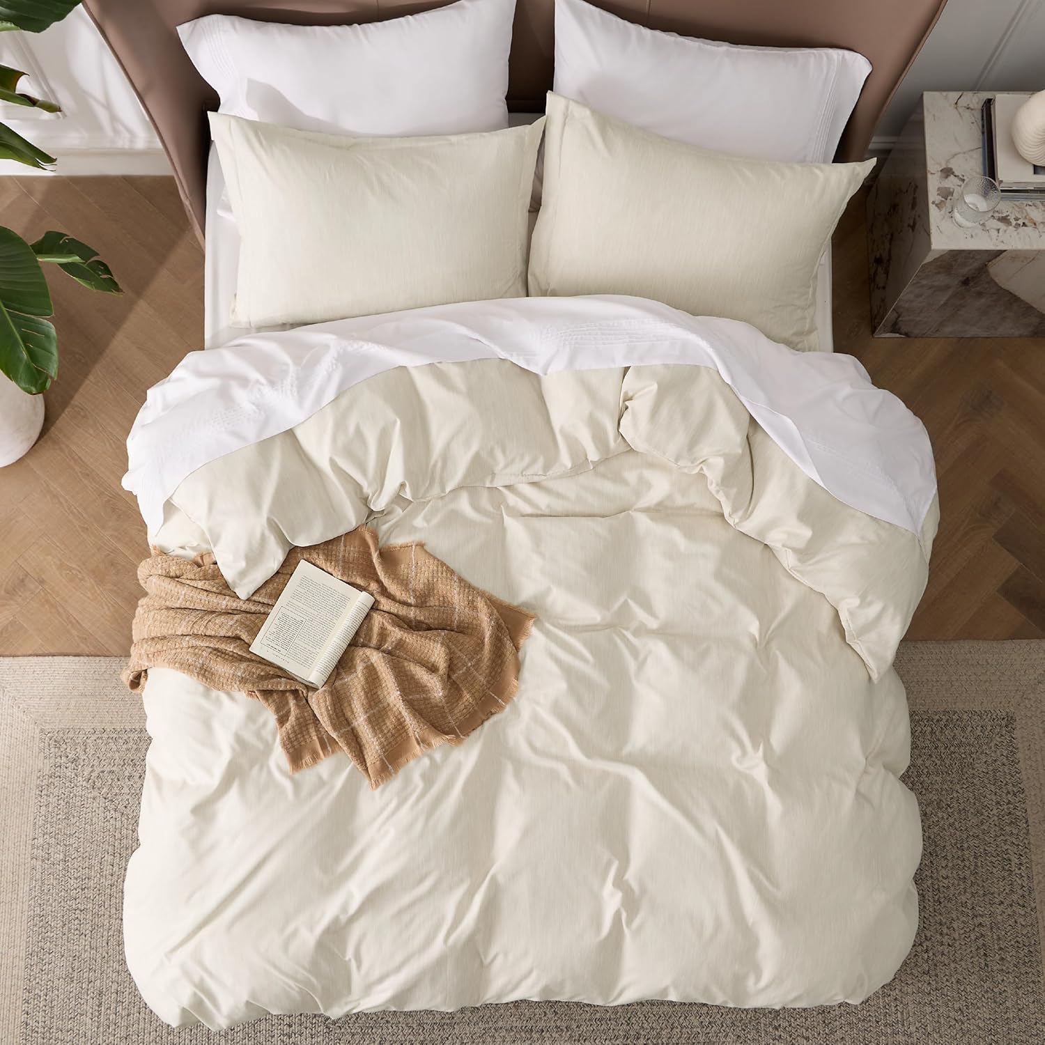 Bedsure Duvet Cover Twin Set - Soft Fluffy Cationic Print with Zipper Closure