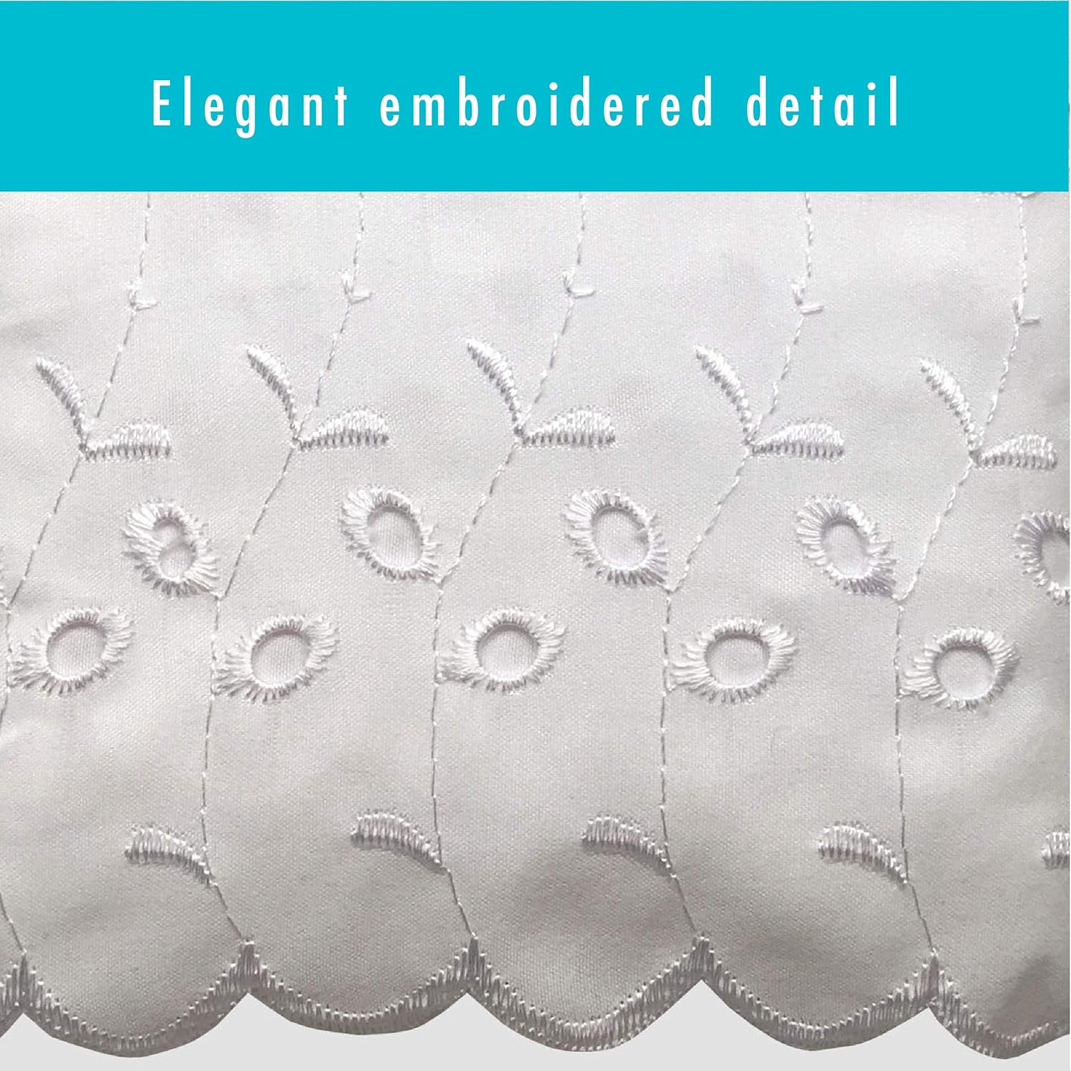 FRESH IDEAS White Queen Bed Skirt with Ruffles and Eyelet Embroidery 1