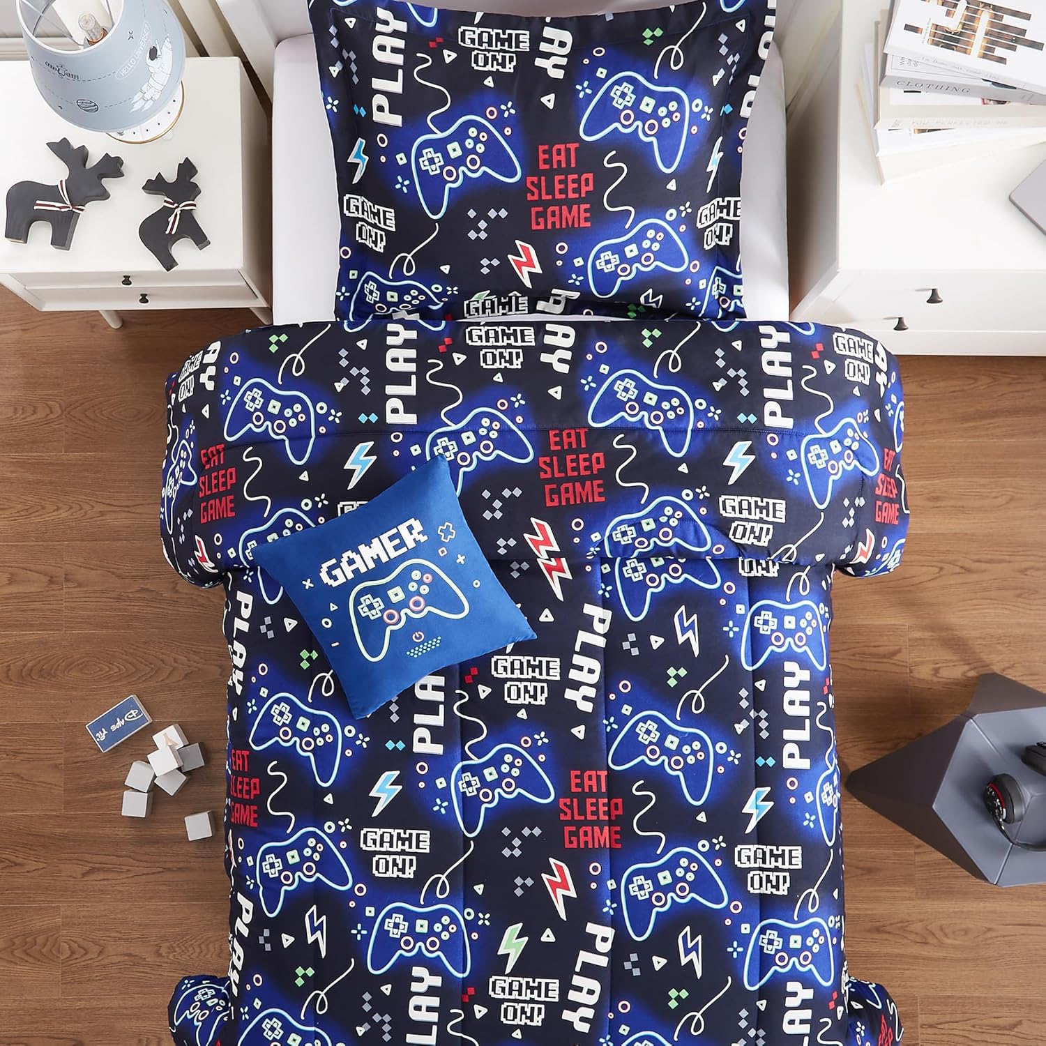 Glow in the Dark Gamer Comforter Set Twin Size