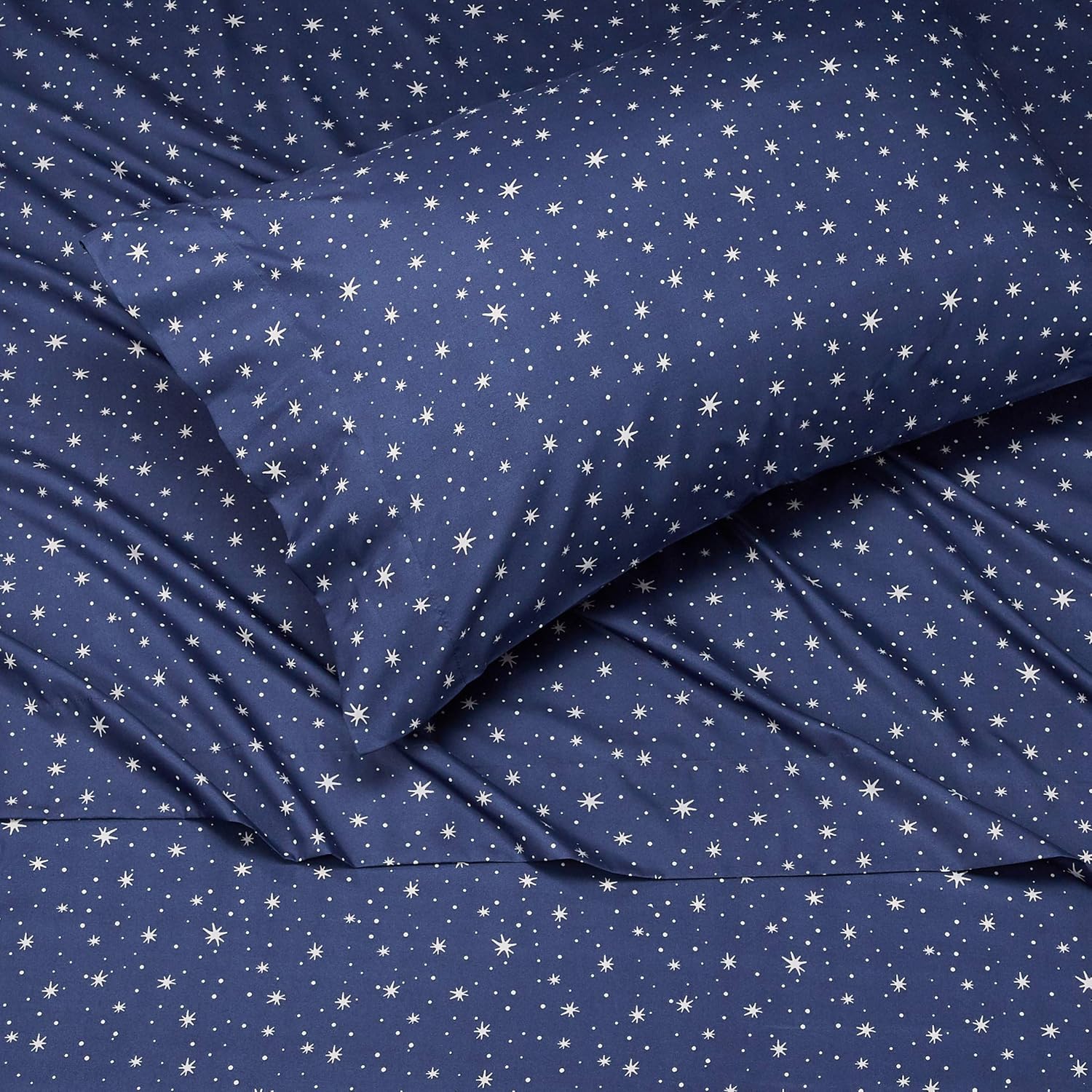 Amazon Basics Twin Microfiber Sheet Set 3-Piece Navy Galaxy 1
