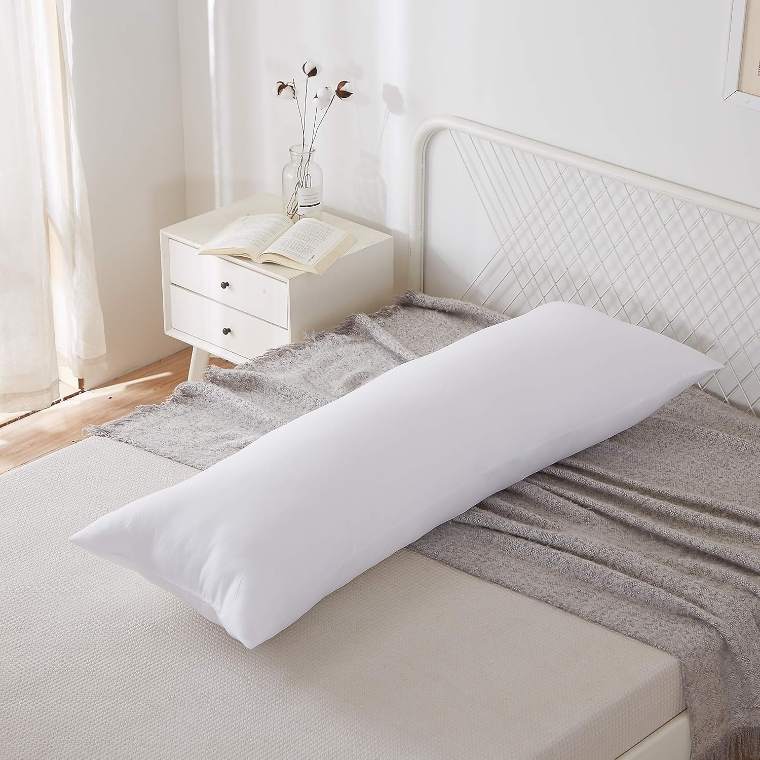 Acanva Fluffy Body Pillow Insert 20x72 White